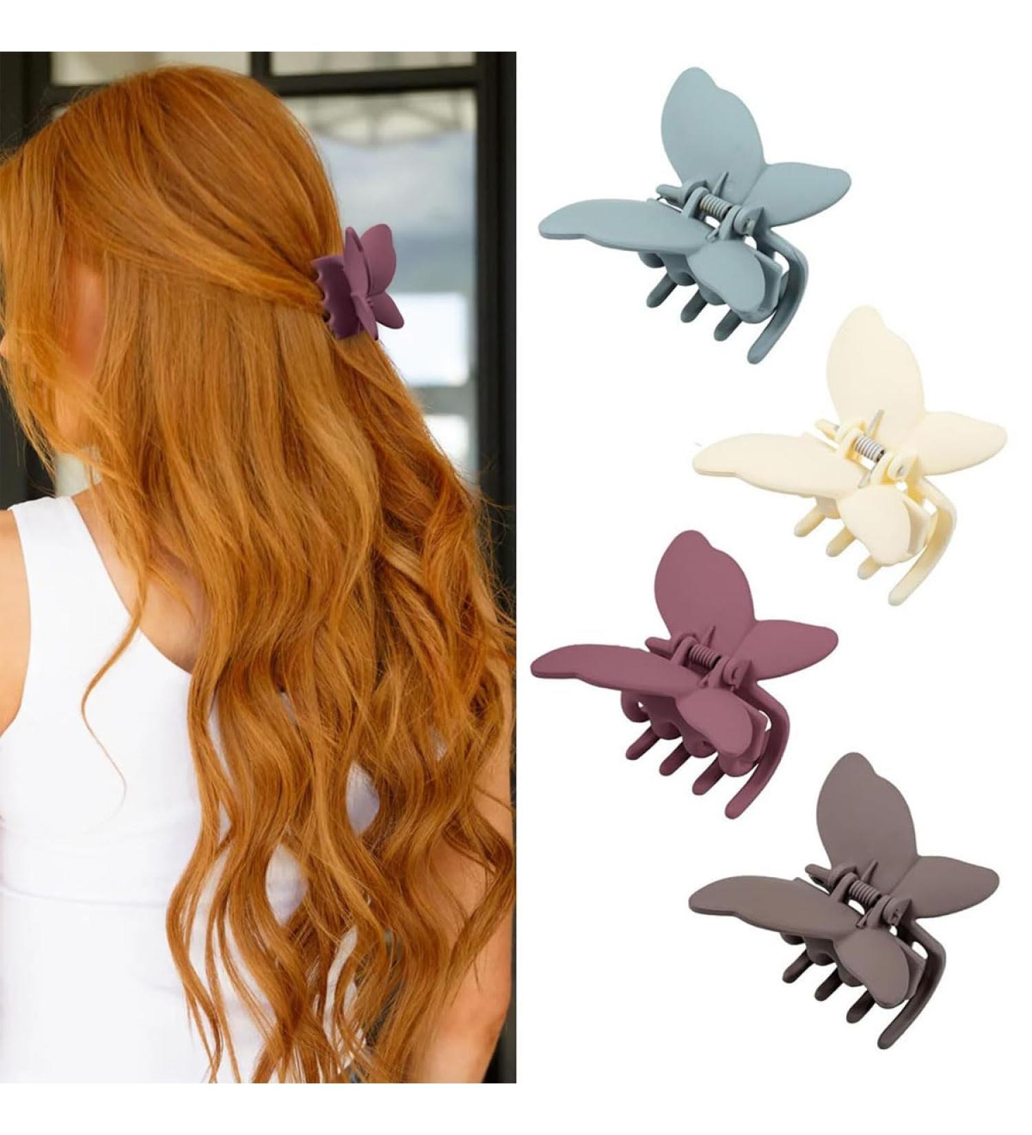 4 Pcs Butterfly Hair Clips for Women Butterfly Claw Clips Hair Clips Hair Claw Clips for Thick Hair Cute Butterfly Hair Clips Hair Accessories for Girls and Women (Brown white pink blue) - Buy Online on GoSupps.com
