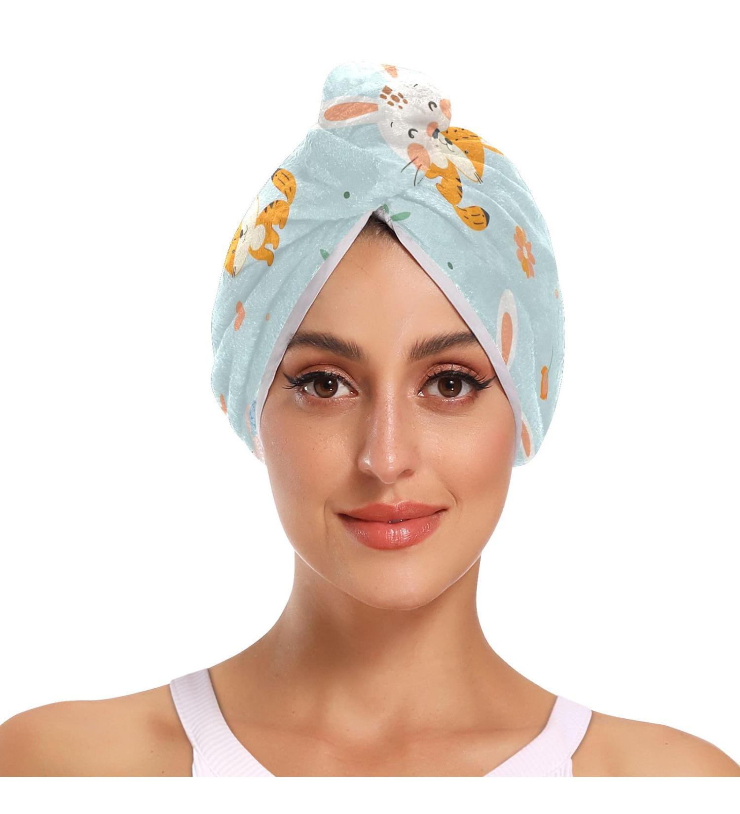 Buy Cute Cartoon Animal Hair Towels 2 Pack Super Absorbent Quick Dry Hair Turbans for Women & Girls - Buy Online on GoSupps.com