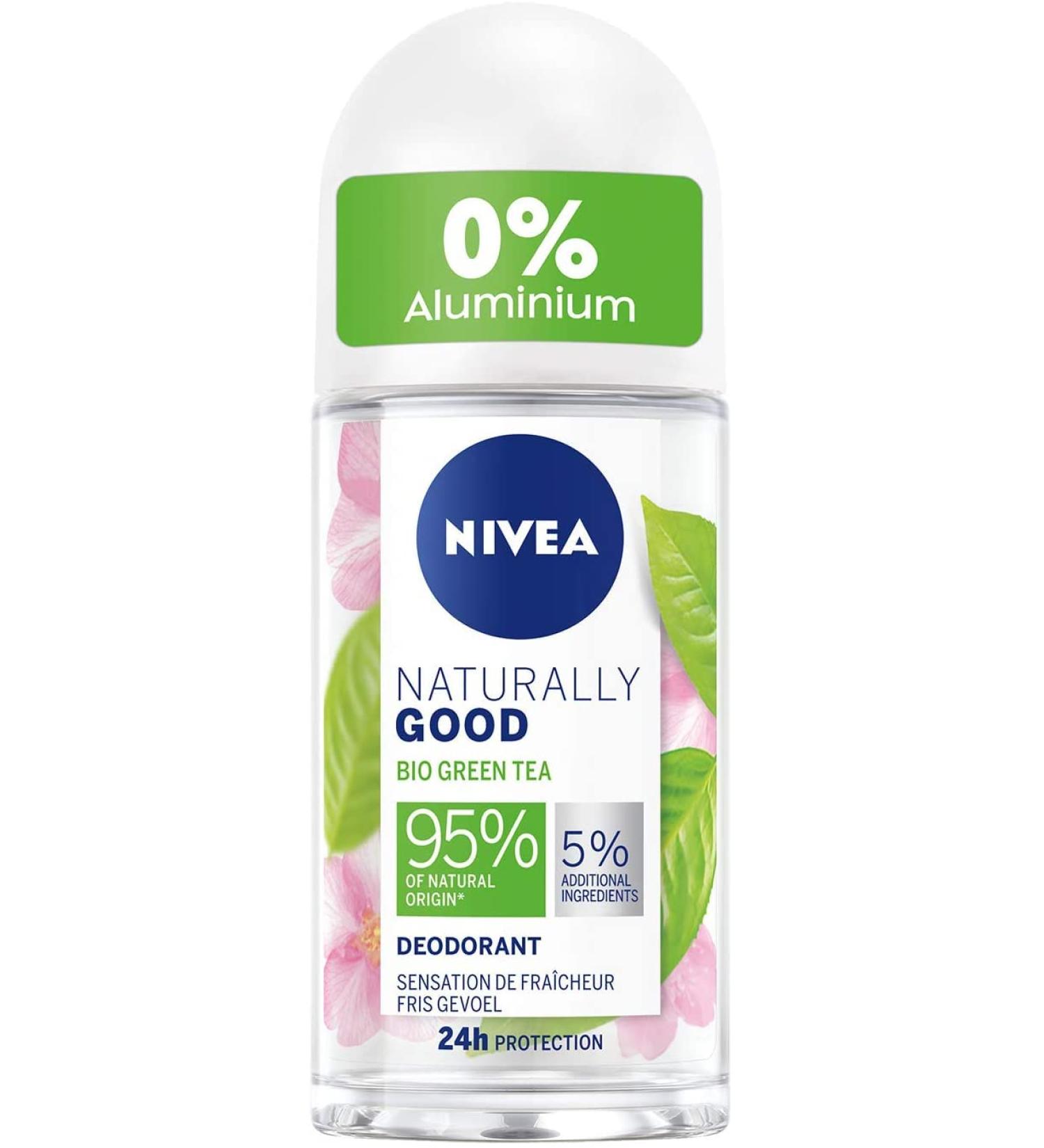NIVEA NATURALLY GOOD Women's Deodorant Green Tea Organic Roll-on 50 ml deodorant with 95% ingredients of natural origin and freshness that lasts 24 hours. - Buy Online on GoSupps.com