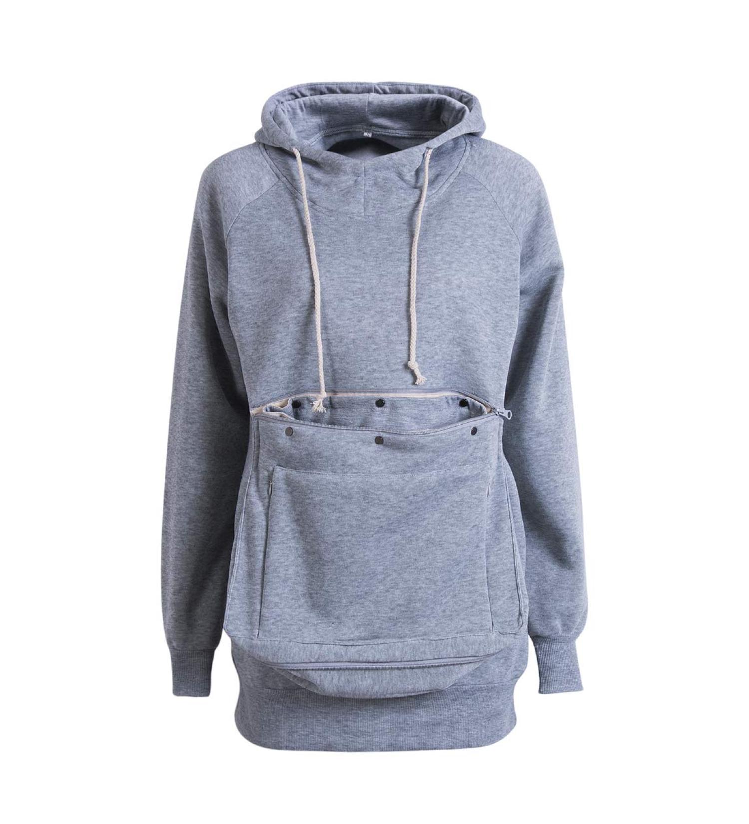 Men's & Women's Gray Long Sleeve Kangaroo Pocket Hoodie - Cat Puppy Sweatshirt XL | International Shipping Available - Buy Online on GoSupps.com