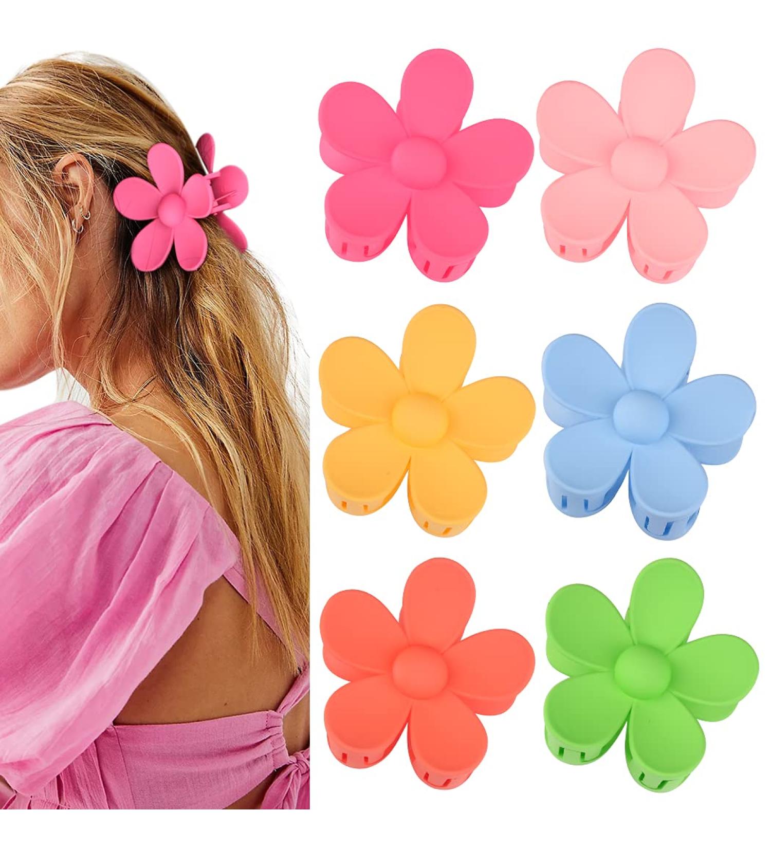Bmobuo Daisy Flower Claw Clips - Set of 6 | Strong Hold Hair Clips for Women and Girls | Perfect for Thick, Curly Hair | Hawaiian Party Accessories - Buy Online on GoSupps.com