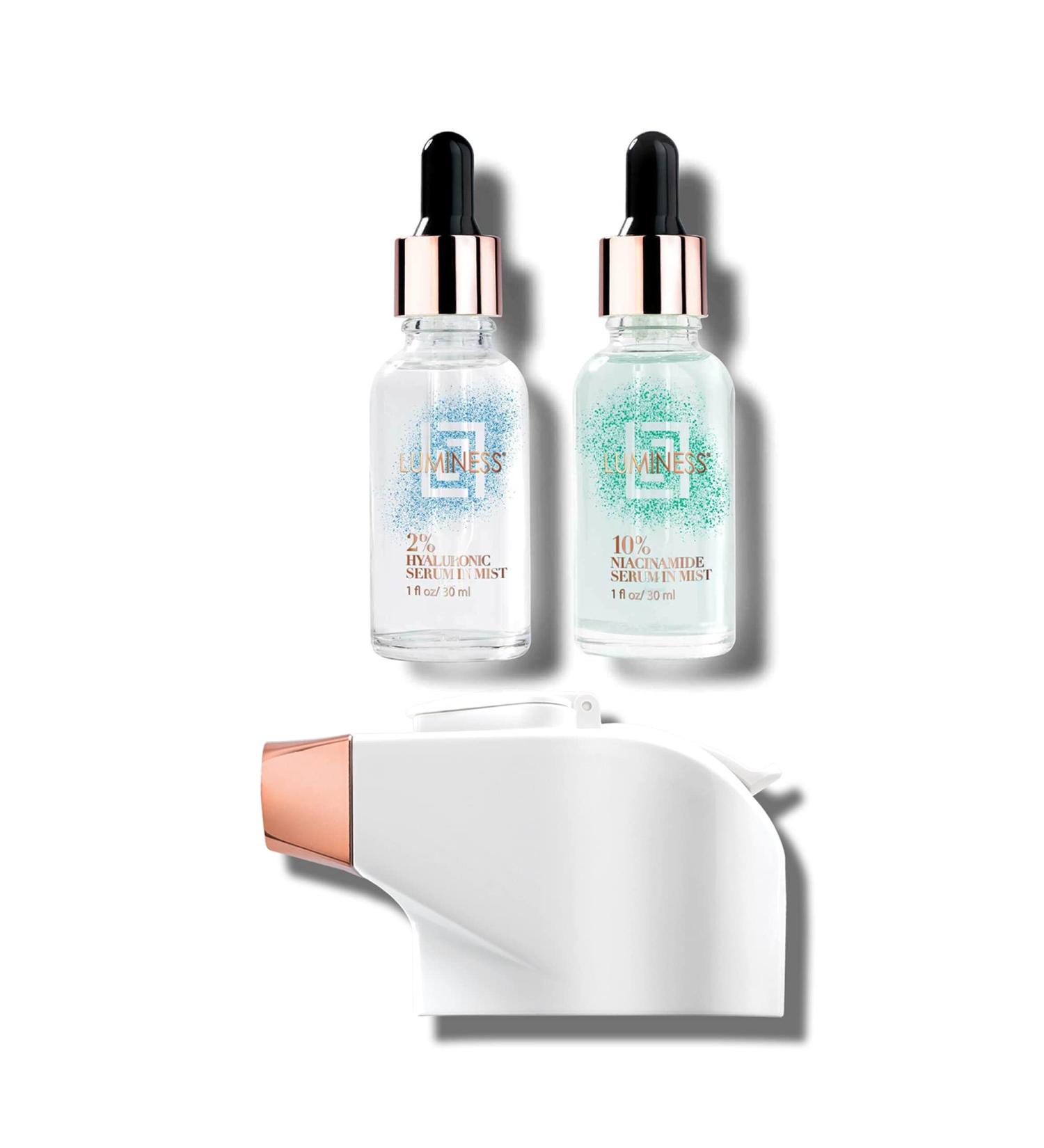 LUMINESS Blemish Prone Clarify & Revive Kit - Hyaluronic 2% Niacinamide 10% Serums & Airbrush Stylus for Blemishes & Pores - International Shipping - Buy Online on GoSupps.com