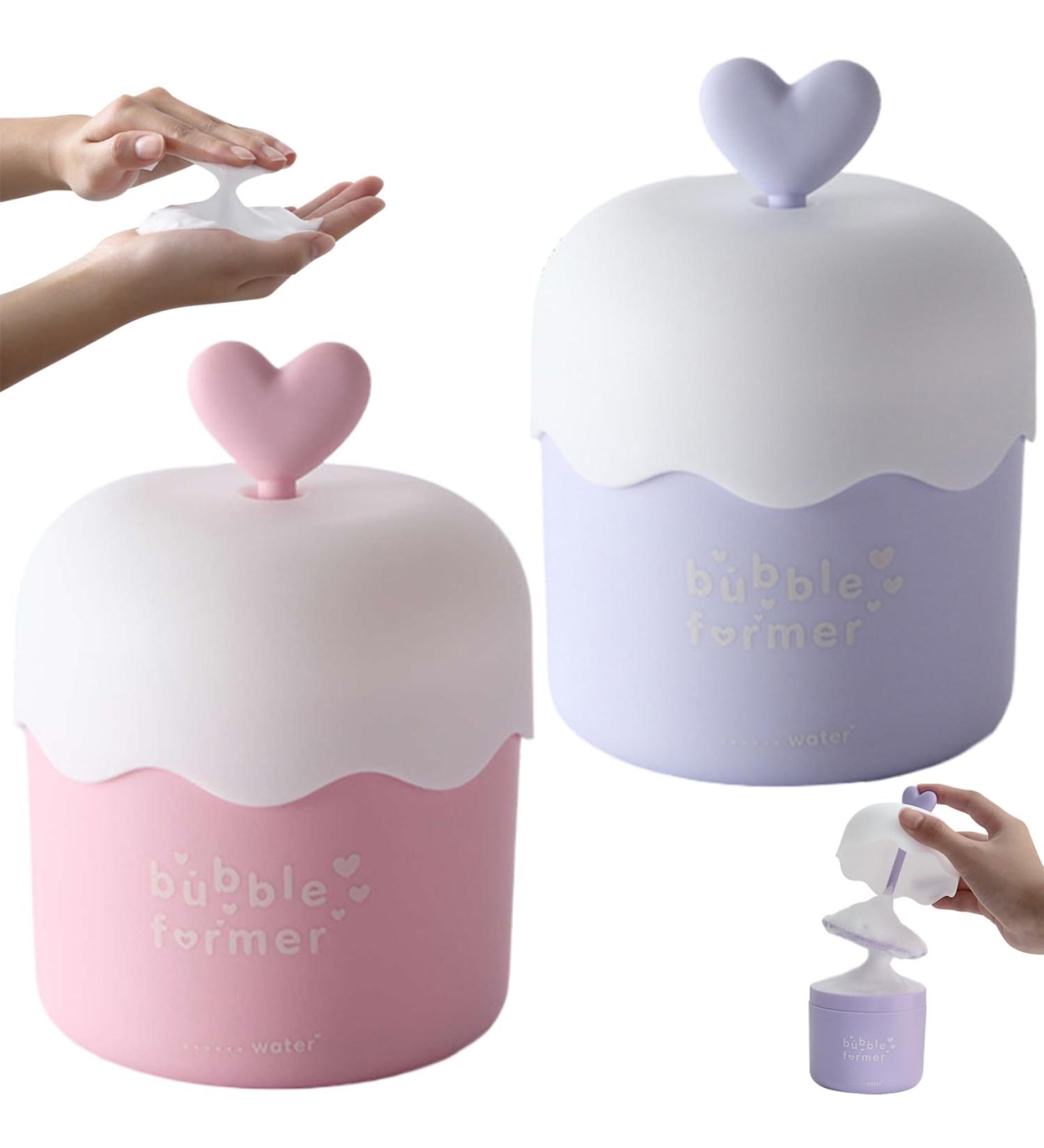 Skincare Bubble Foam Maker - 2Pcs Heart Design Portable Cleanser Foamer for Travel & Home - Fast Foaming Face Wash - Buy Online on GoSupps.com