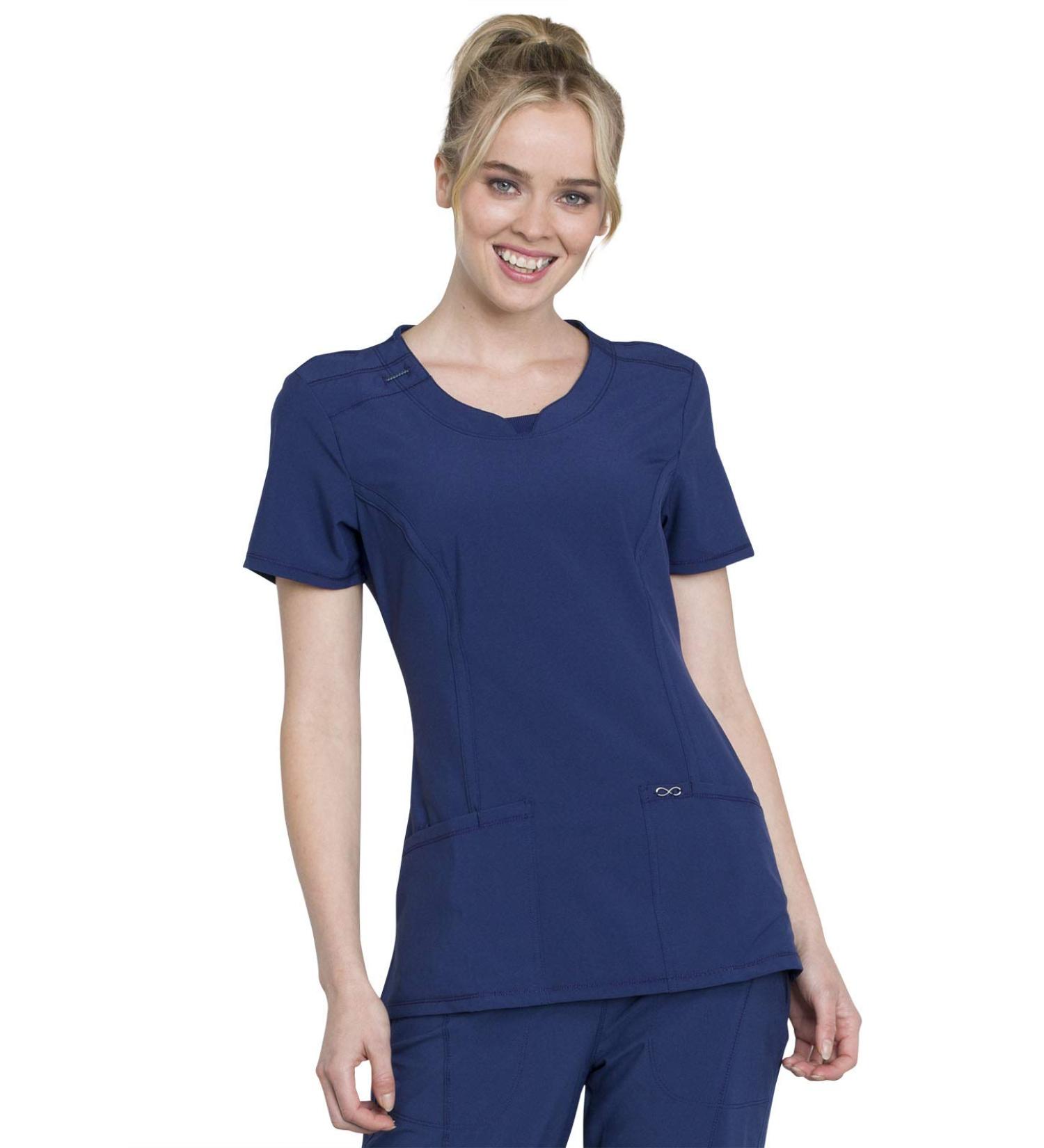 Cherokee Workwear Women's Infinity Crew Neck Scrubs Shirt - Large Navy - Buy Online on GoSupps.com