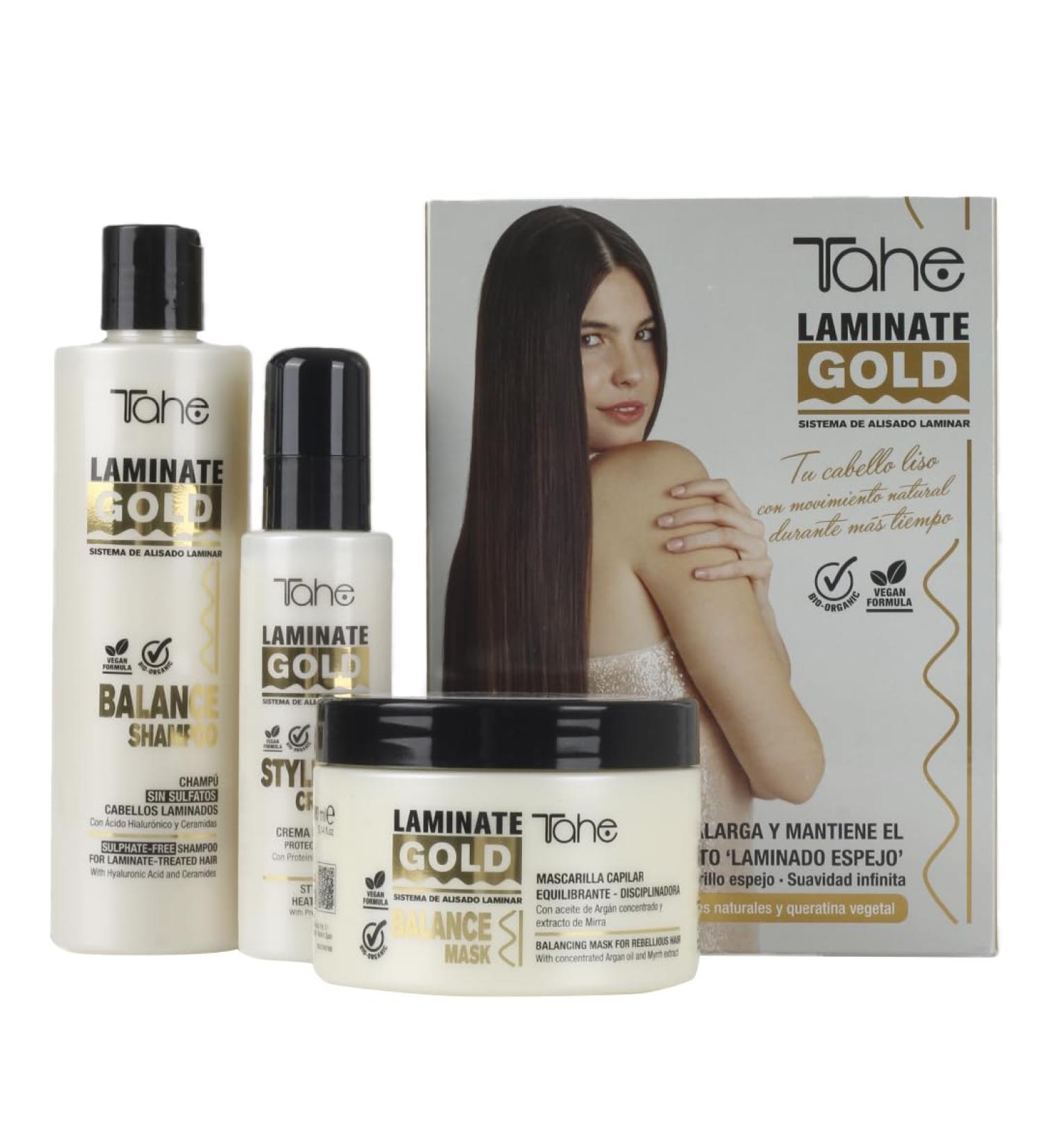  Tahe Tahe Laminate Gold Laminar Smoothing Maintenance Kit shampoo + mask + styling cream 700 ml - Buy Online on GoSupps.com