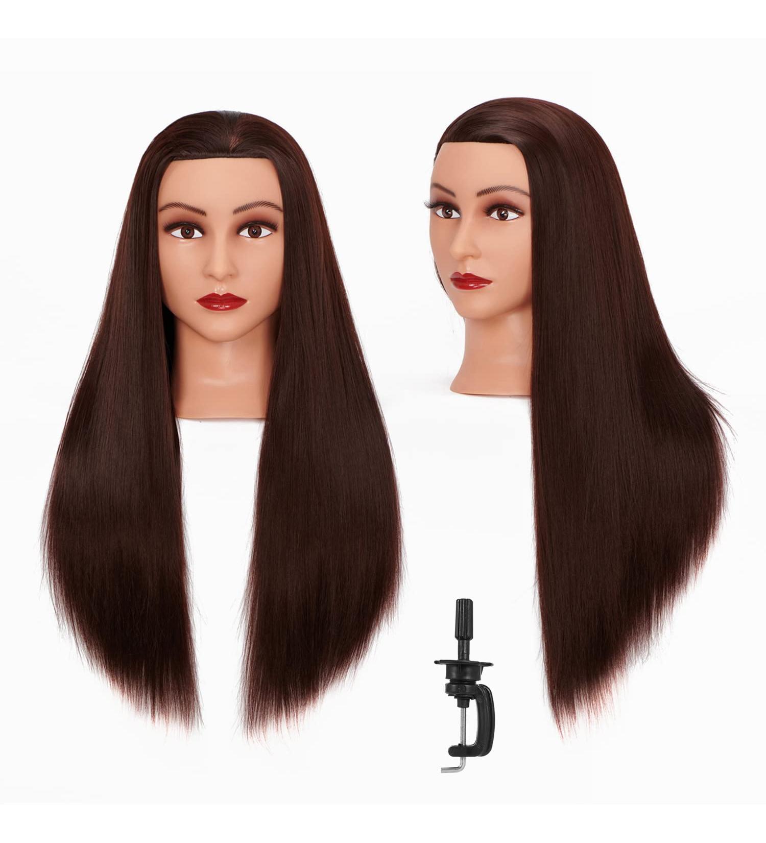 Mannequin Head for Hair Styling & Braiding - 26-28 Synthetic Fiber Cosmetology Training Doll, Brown - Model 92022LB0420 - Buy Online on GoSupps.com