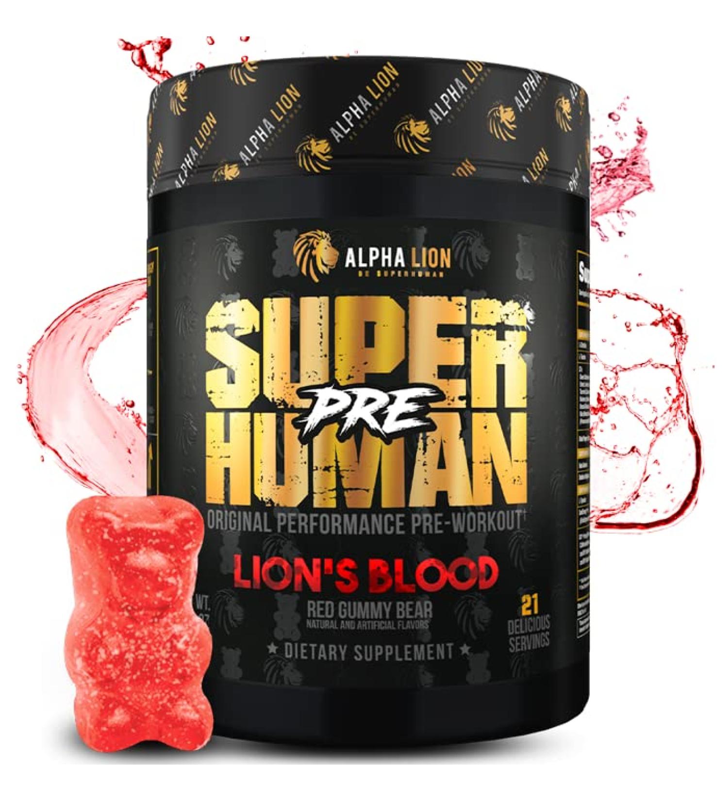 ALPHA LION Pre Workout Powder - Lion's Blood Flavor | Enhanced Energy & Focus with Beta Alanine, L-Taurine, and Tri-Source Caffeine | Nitric Oxide & Citrulline for Pump - 21 Servings - Buy Online on GoSupps.com