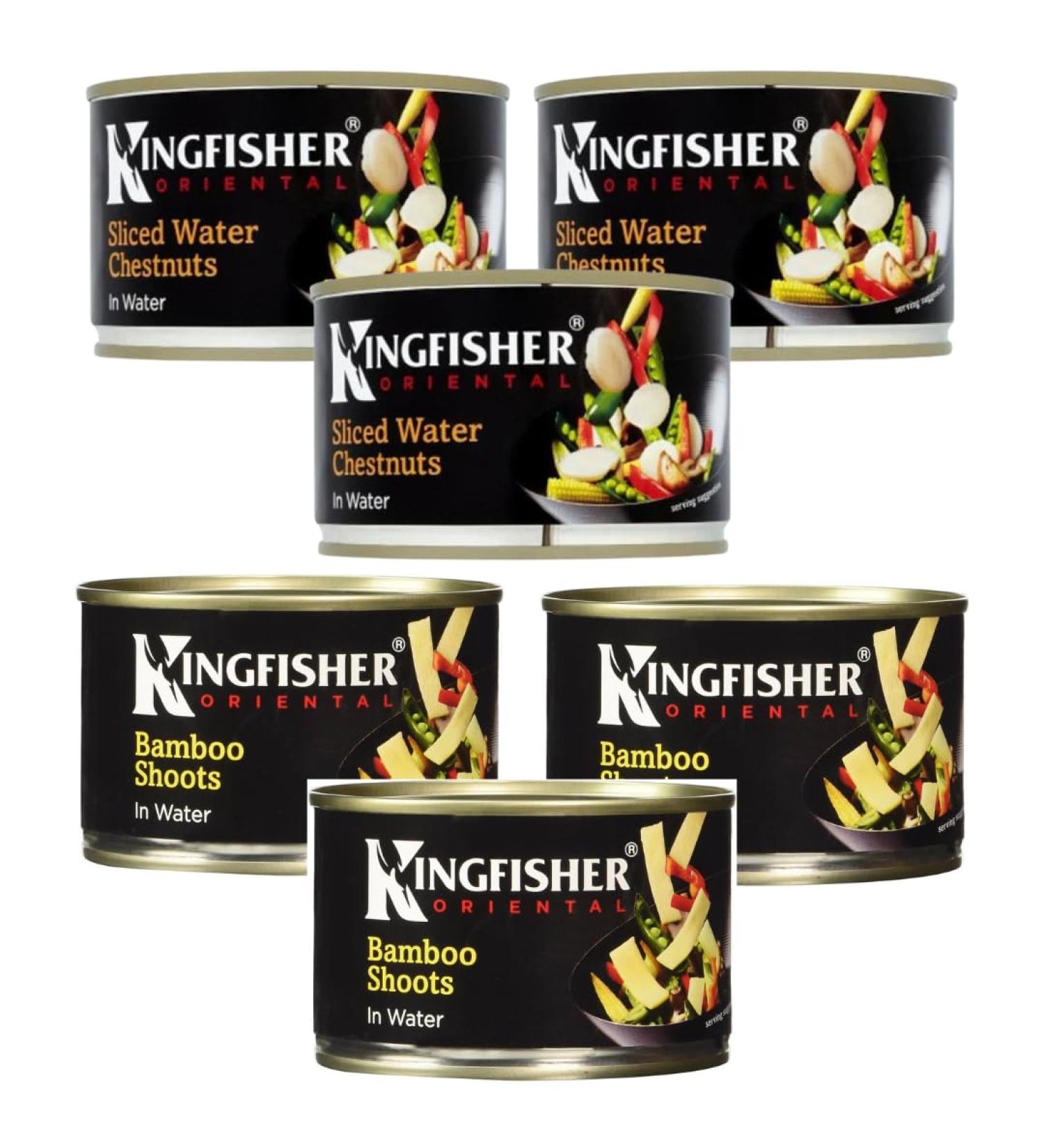Kingfisher Sliced Water Chestnuts In Water 225g x3 With Bamboo Shoots In Water 225g x3 (6 Pack Mixed Bundle) - Buy Online on GoSupps.com