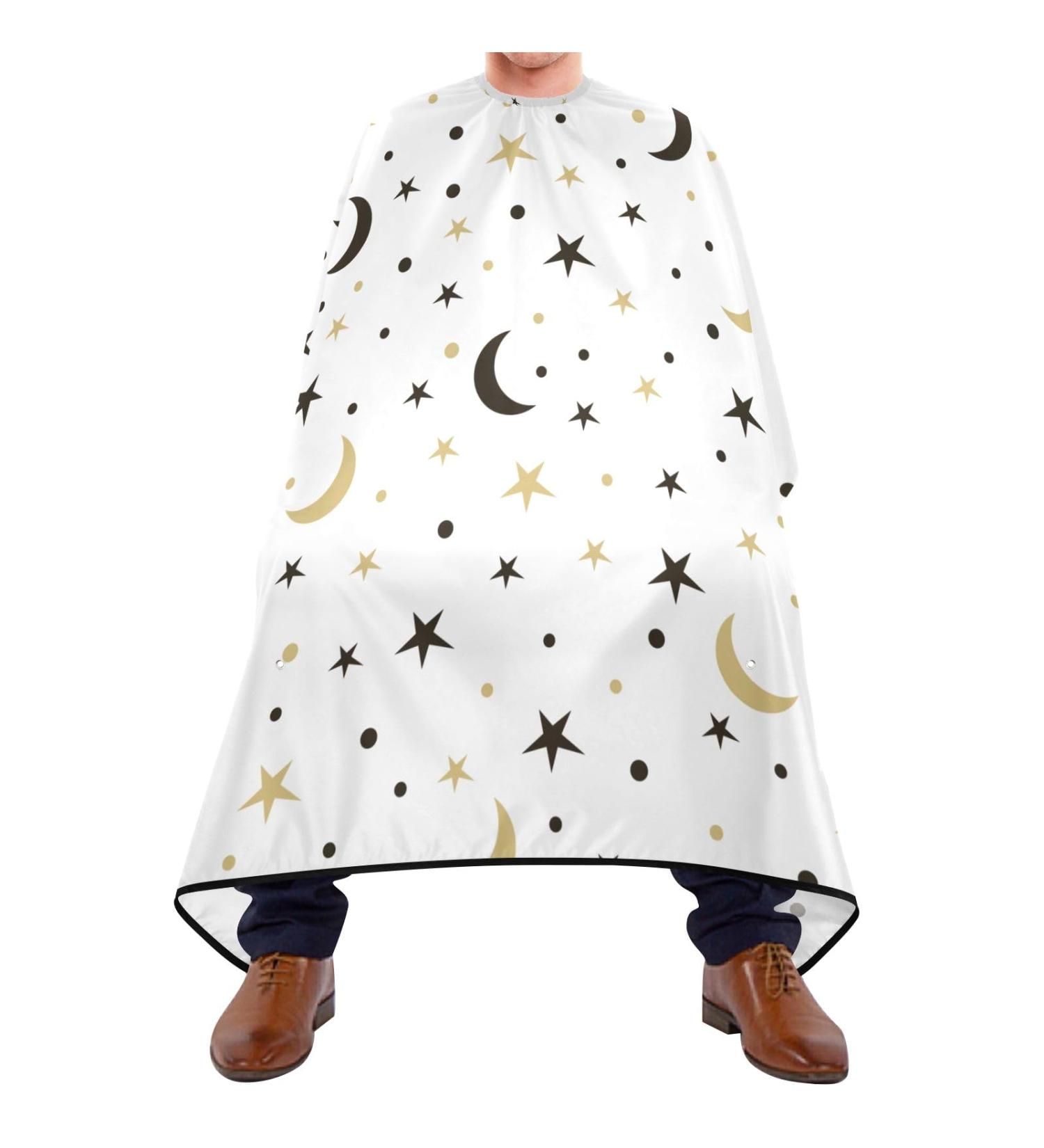 Waterproof Barber Cape - Black Gold Stars Moon | Unisex Hair Cutting Bib for Men & Women - Cheetah Design - Buy Online on GoSupps.com