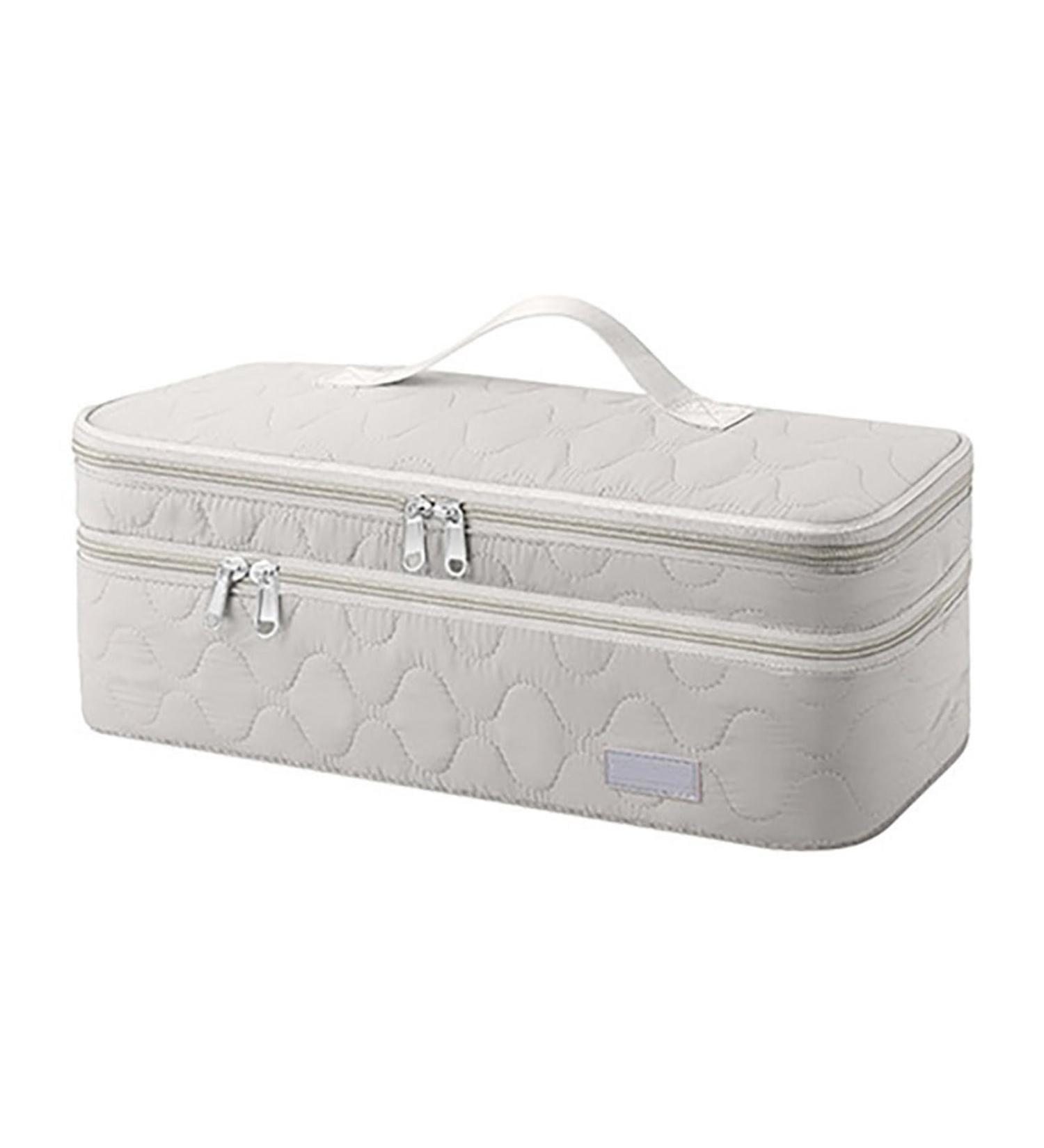 YOXIER Dual Zipper Hair Tool Pouch Travel-friendly Dryer Holder Bag Layer Curling Iron Storage with Closure for Home Beige - Buy Online on GoSupps.com