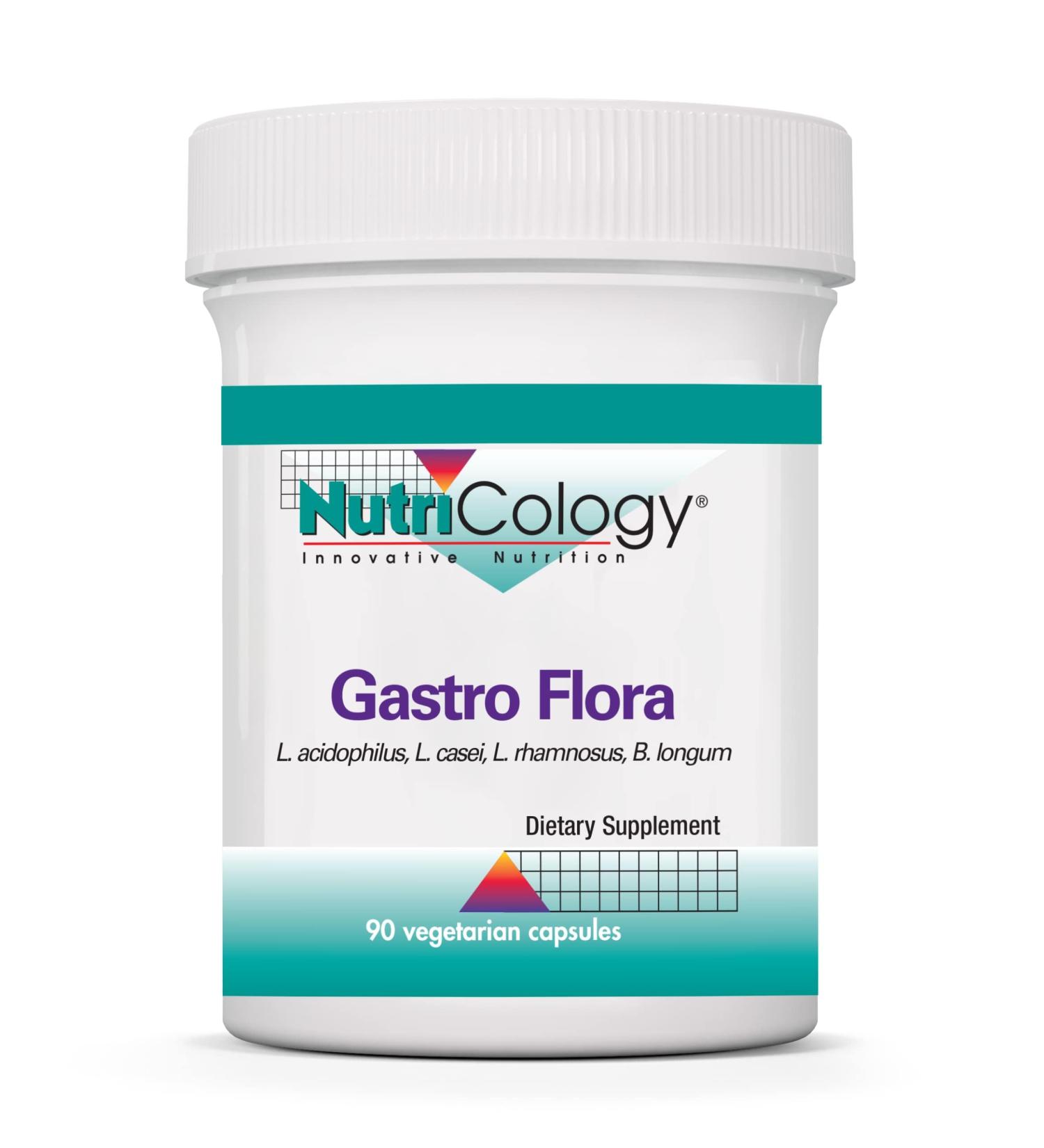 Nutricology Gastro Flora Supplement - Probiotic for Digestive Health Gut Health for Men & Women Lactobacillus and Bifidobacterium - 90 Count - Buy Online on GoSupps.com
