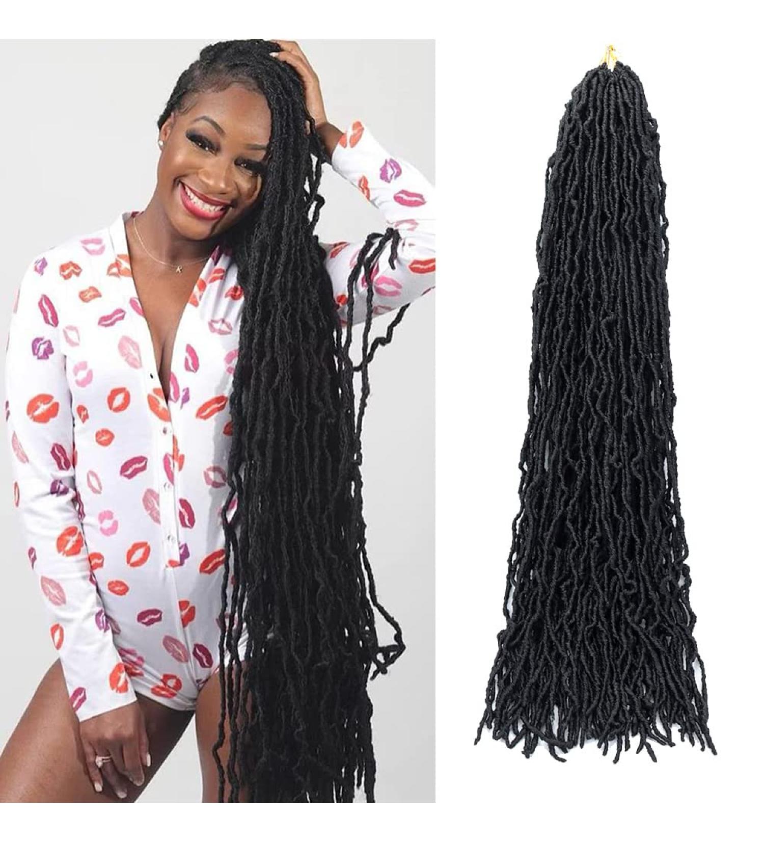 Faux Locs Crochet Hair 36 Inches - Super Long Pre-looped Goddess Locs Braiding Hair (Pack of 4) - 1B - Buy Online on GoSupps.com