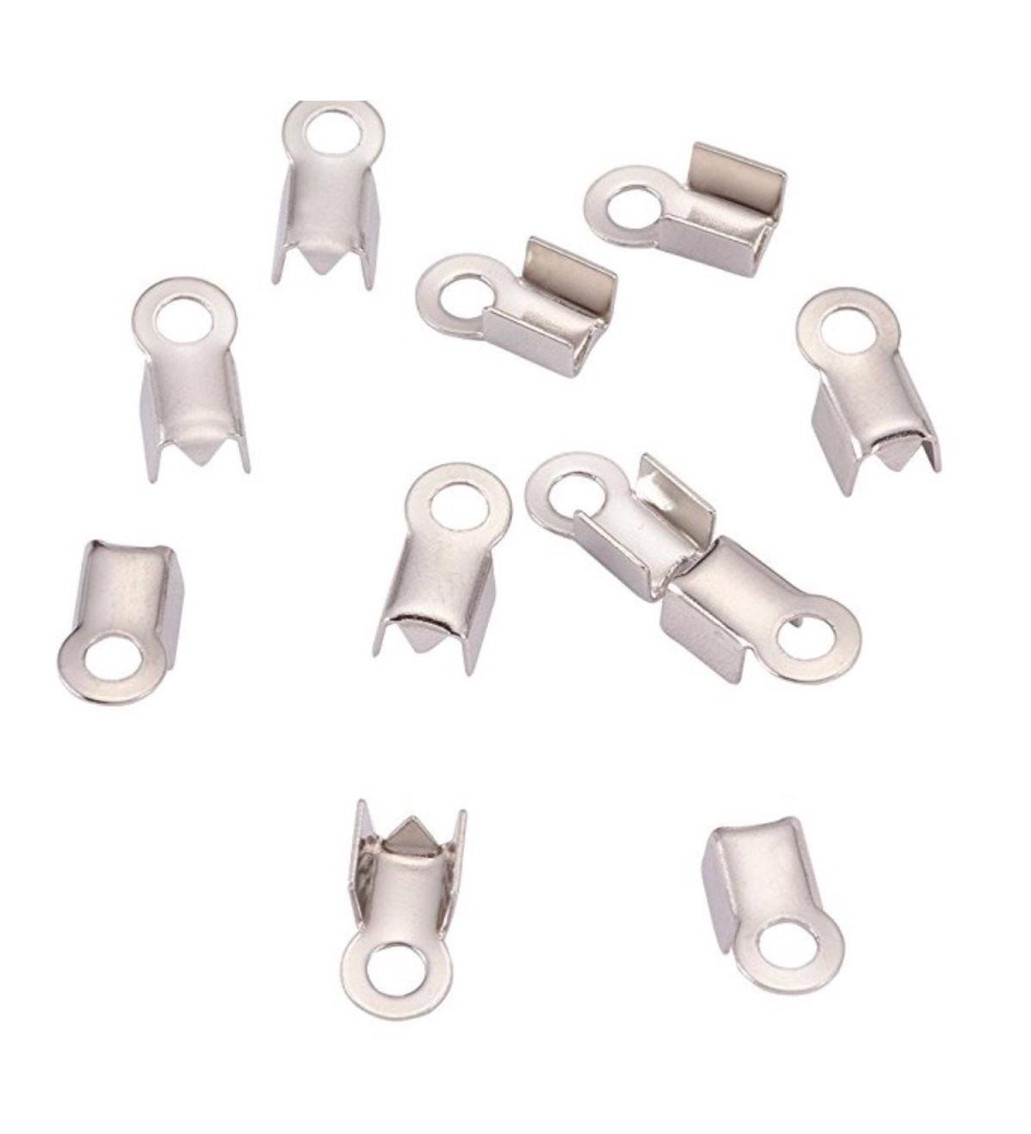 100pcs Sterling Silver Plated Tube Fold Over Cord Ends 9mm - Stopper Connector Crimps Tips for Jewelry Making - Buy Online on GoSupps.com
