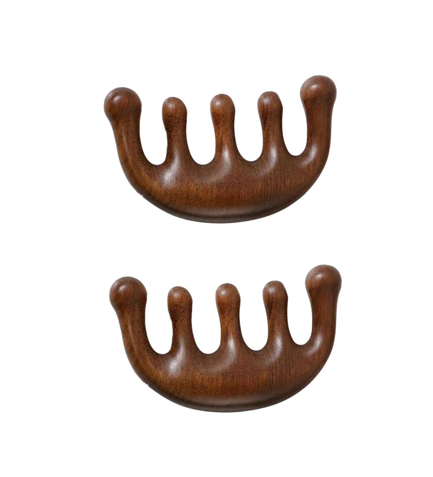 2 Pack Wooden Gua Sha & Hair Combs - Multi-Purpose Sandalwood Scalp Massagers for Men & Women | Head Care & Relaxation - Buy Online on GoSupps.com