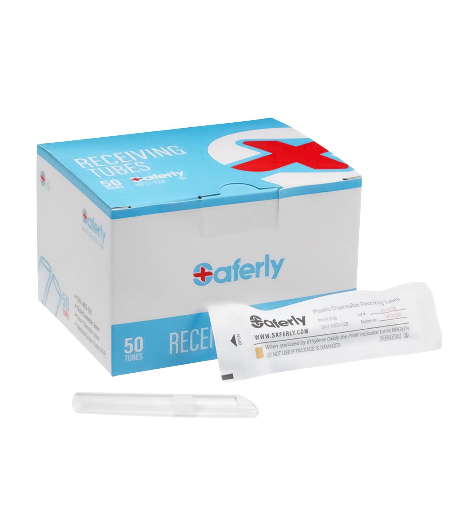 Saferly 8mm Plastic Piercing Needle Receiving Tubes - Box of 50 | Medical Grade Disposable Body Jewelry Supplies - Buy Online on GoSupps.com