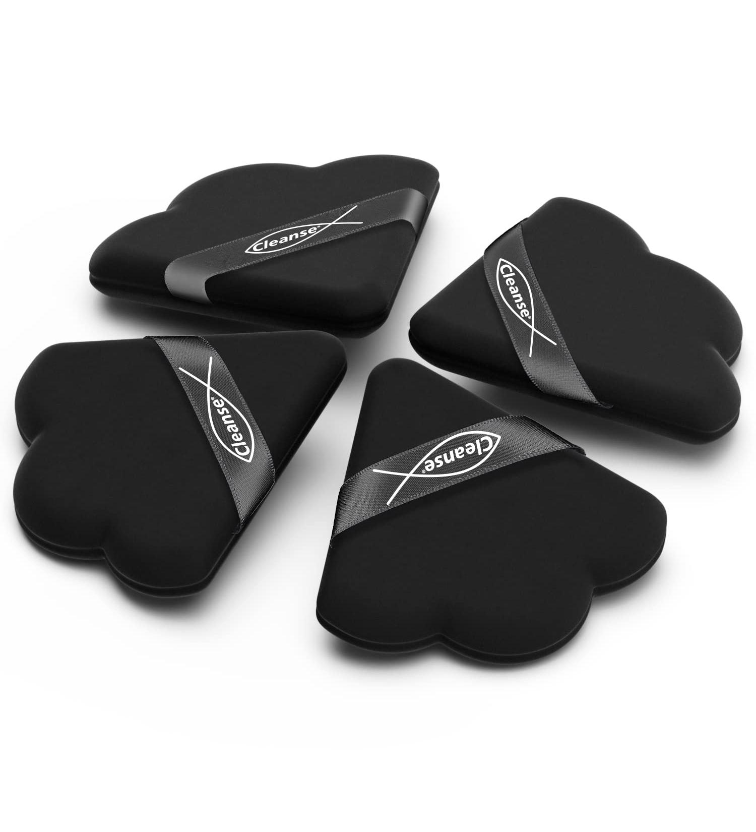 Velvet Triangle Powder Puff Set of 4 - Ideal for Traveling, Enhances Under Eye Area, Smooth Makeup Application - Black - Buy Online on GoSupps.com