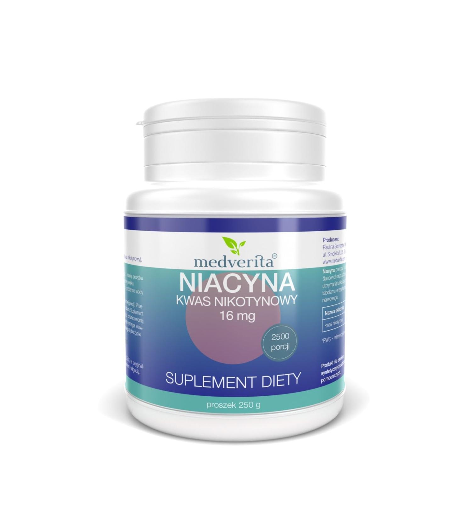Medverita Niacin 16mg - Dietary Supplement for Nervous System Support | 250g Powder - Buy Online Internationally - Buy Online on GoSupps.com
