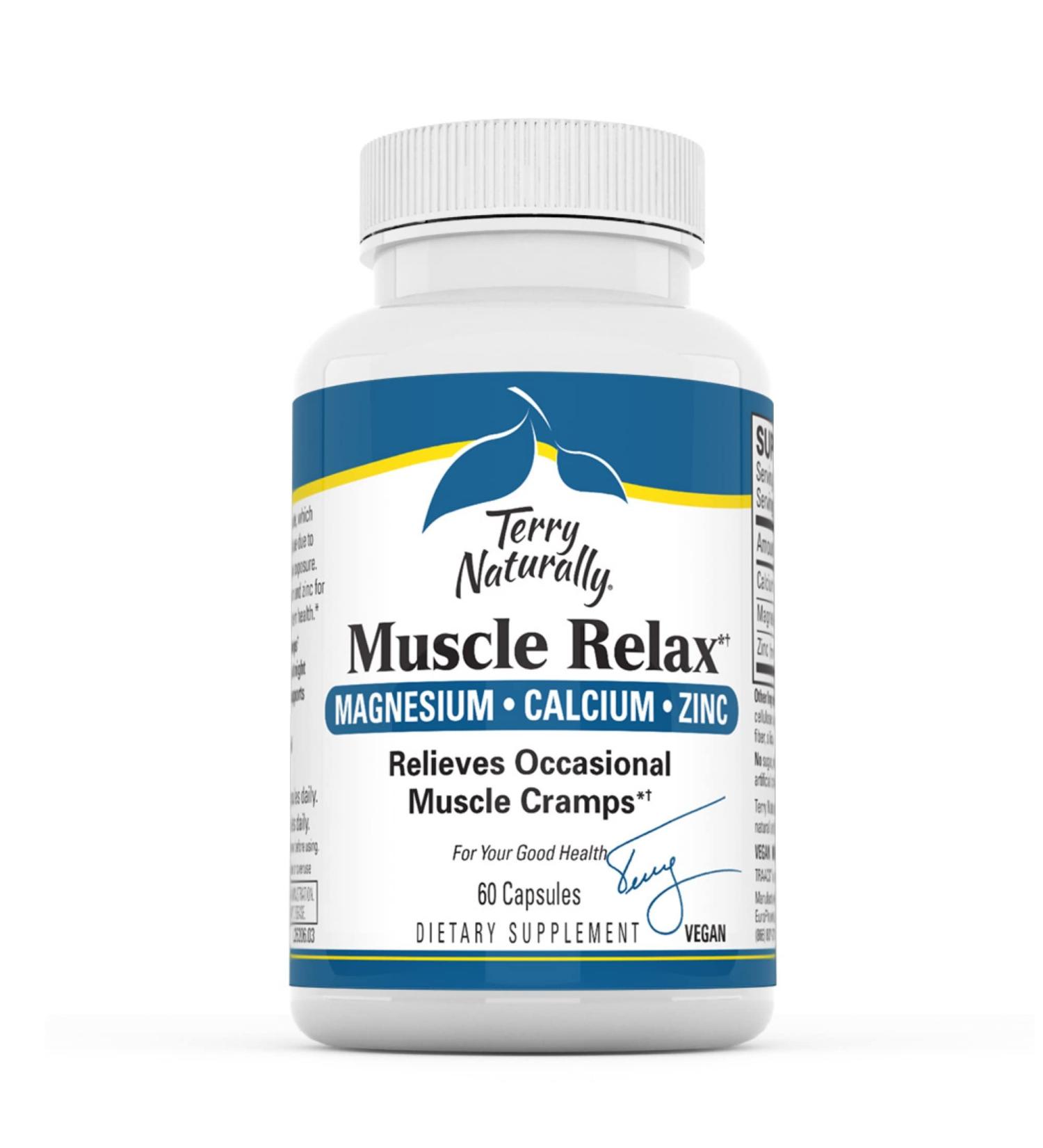 Terry Naturally Muscle Relax 60 Vegan Capsules | Occasional Muscle Cramp Relief, Nervous System Support | Non-GMO, Gluten-Free | 20 Servings - Buy Online on GoSupps.com