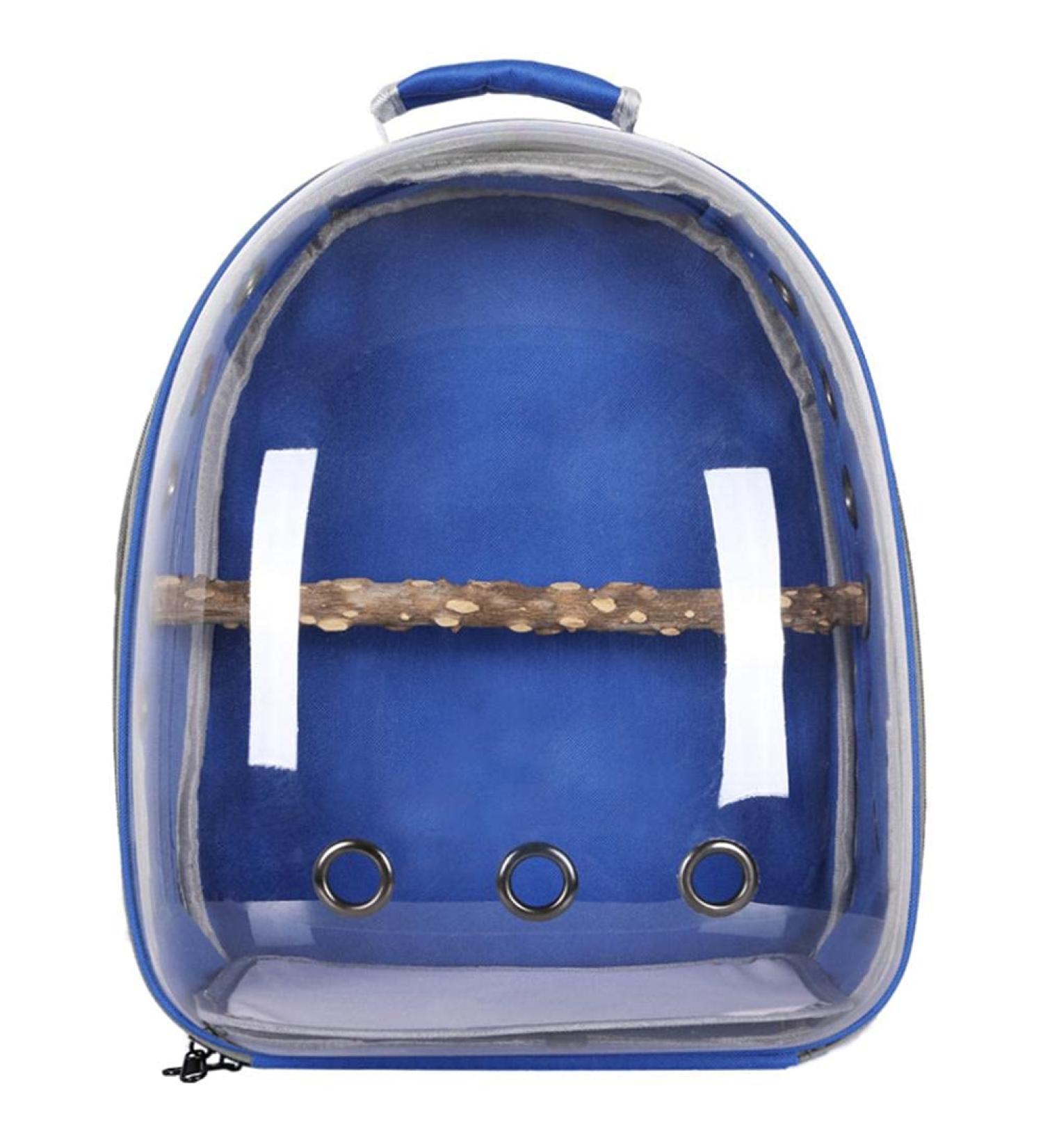 HEEPDD Pet Parrot Carrier Bird Travel Backpack Space Capsule Transparent Bag Breathable Parro Portable Breathable Bag Pet Bird Lightweight Travel Cage with Standing Perch (Deep blue) - Buy Online on GoSupps.com
