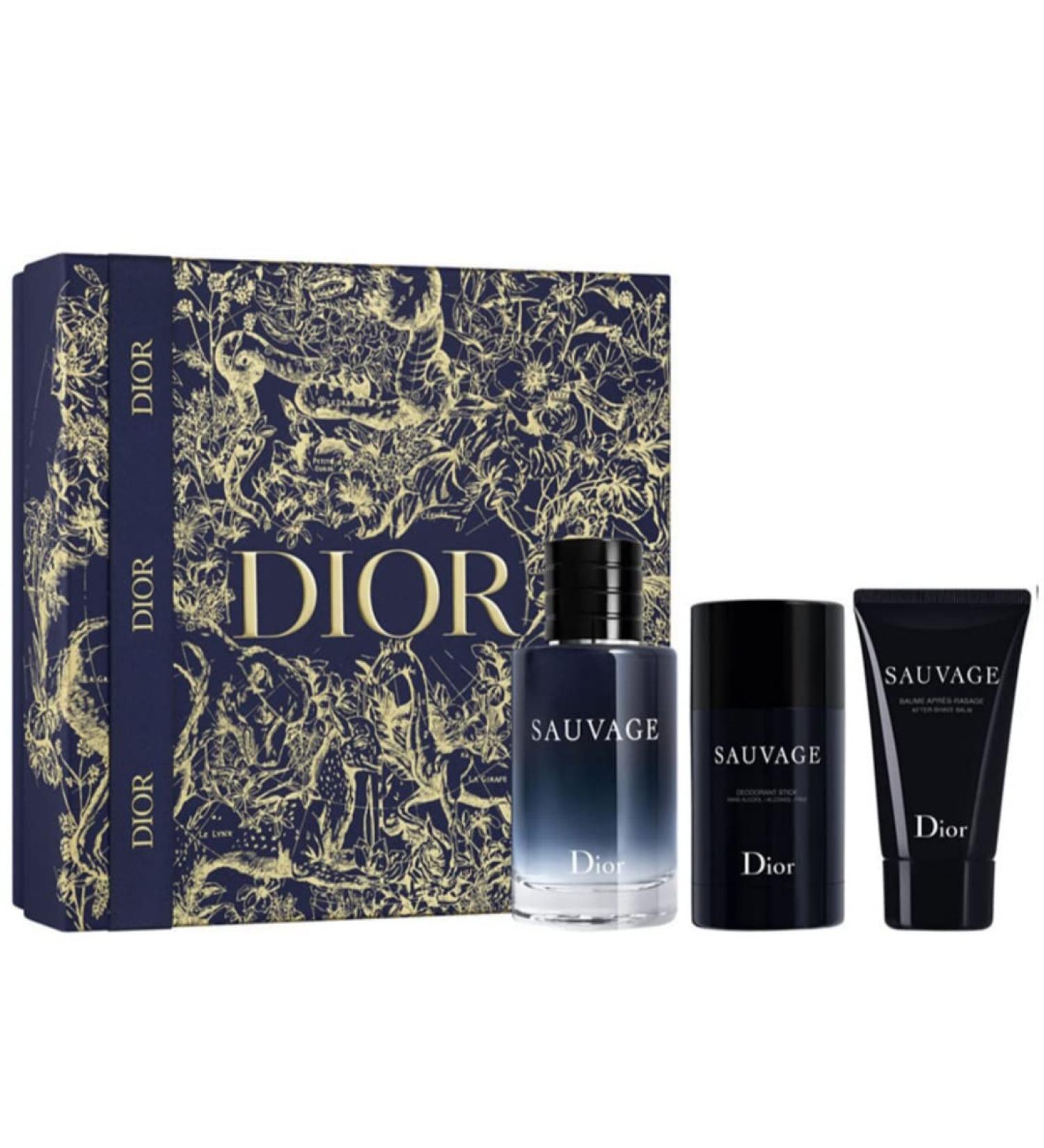 Christian Dior Sauvage For Men 3 Piece Set (3.4 Ounce Eau De Toilette Spray + 1.7 Ounce After Shave Balm + 2.6 Ounce Deodorant Stick) - Buy Online on GoSupps.com