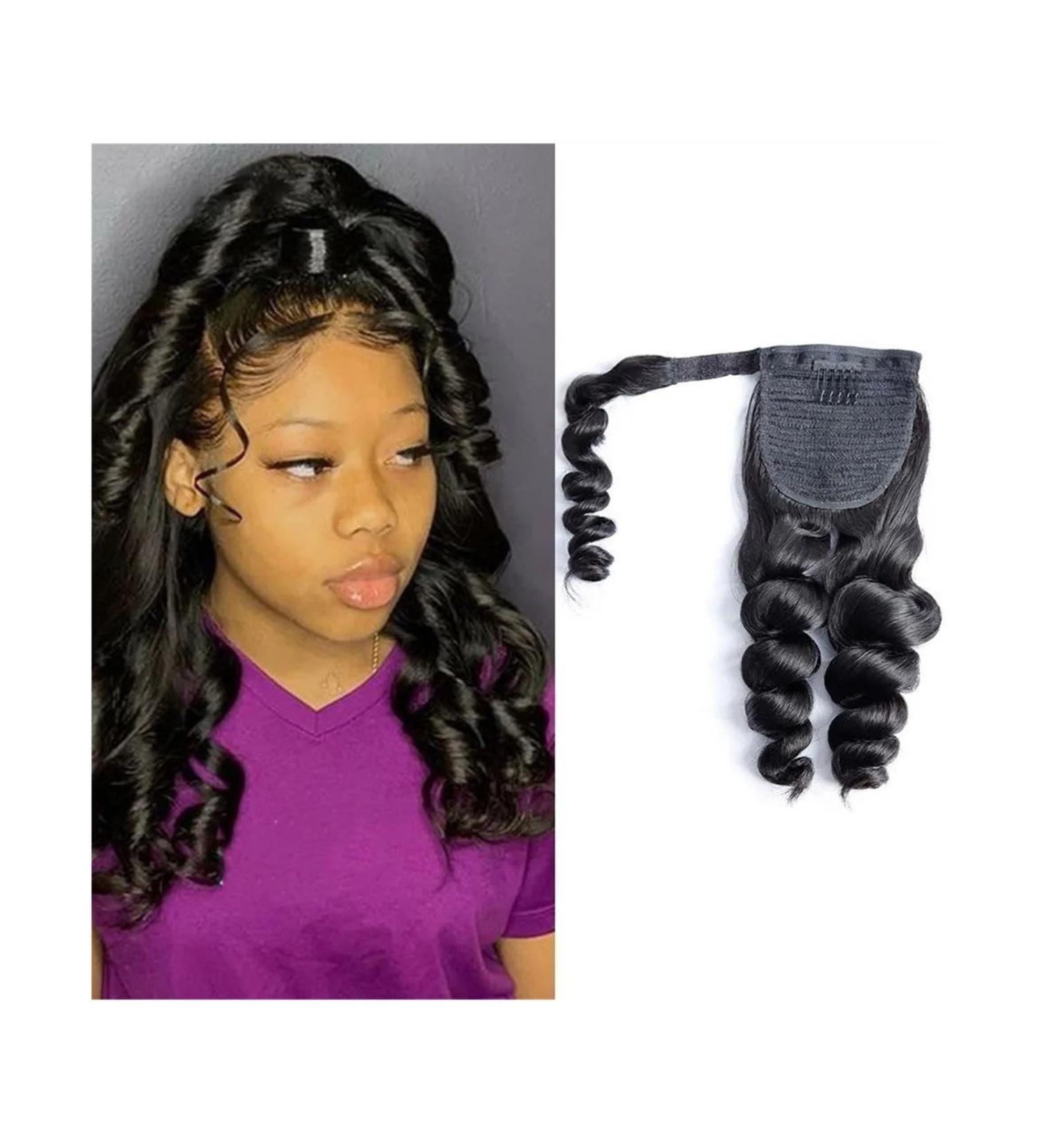 Human Hair Ponytail Hair Piece Loose Wave Human Hair Ponytail with Magic Paste Warp Around Wave Ponytail Extension for Black Women Natural Black Human Hair Ponytail Hairpieces Ponytail Hairpiece for 24inches 100g - Buy Online on GoSupps.com