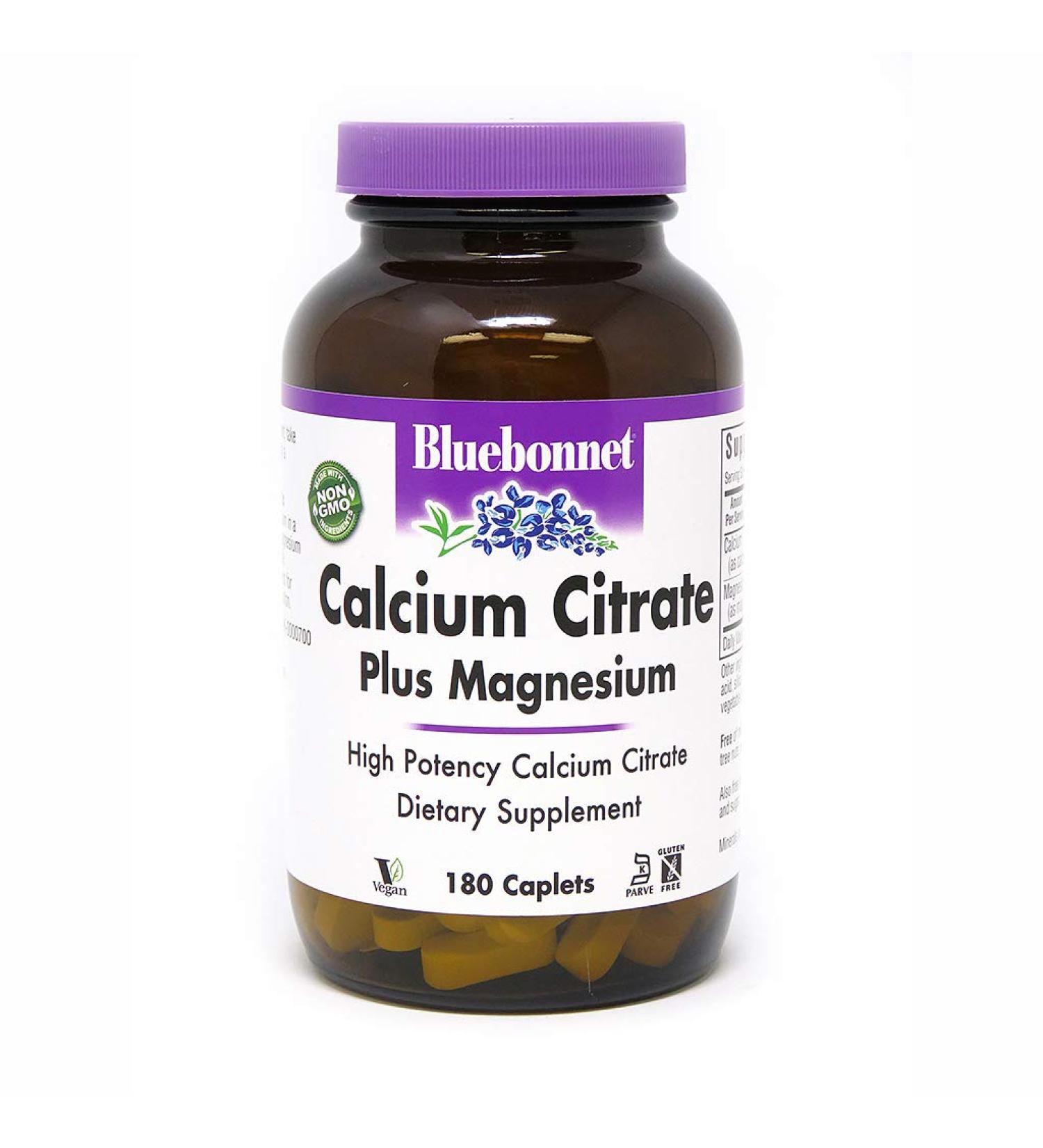 Bluebonnet Nutrition Calcium Citrate & Magnesium 180 Caplets - Premium Bone & Muscle Support - Buy Online on GoSupps.com