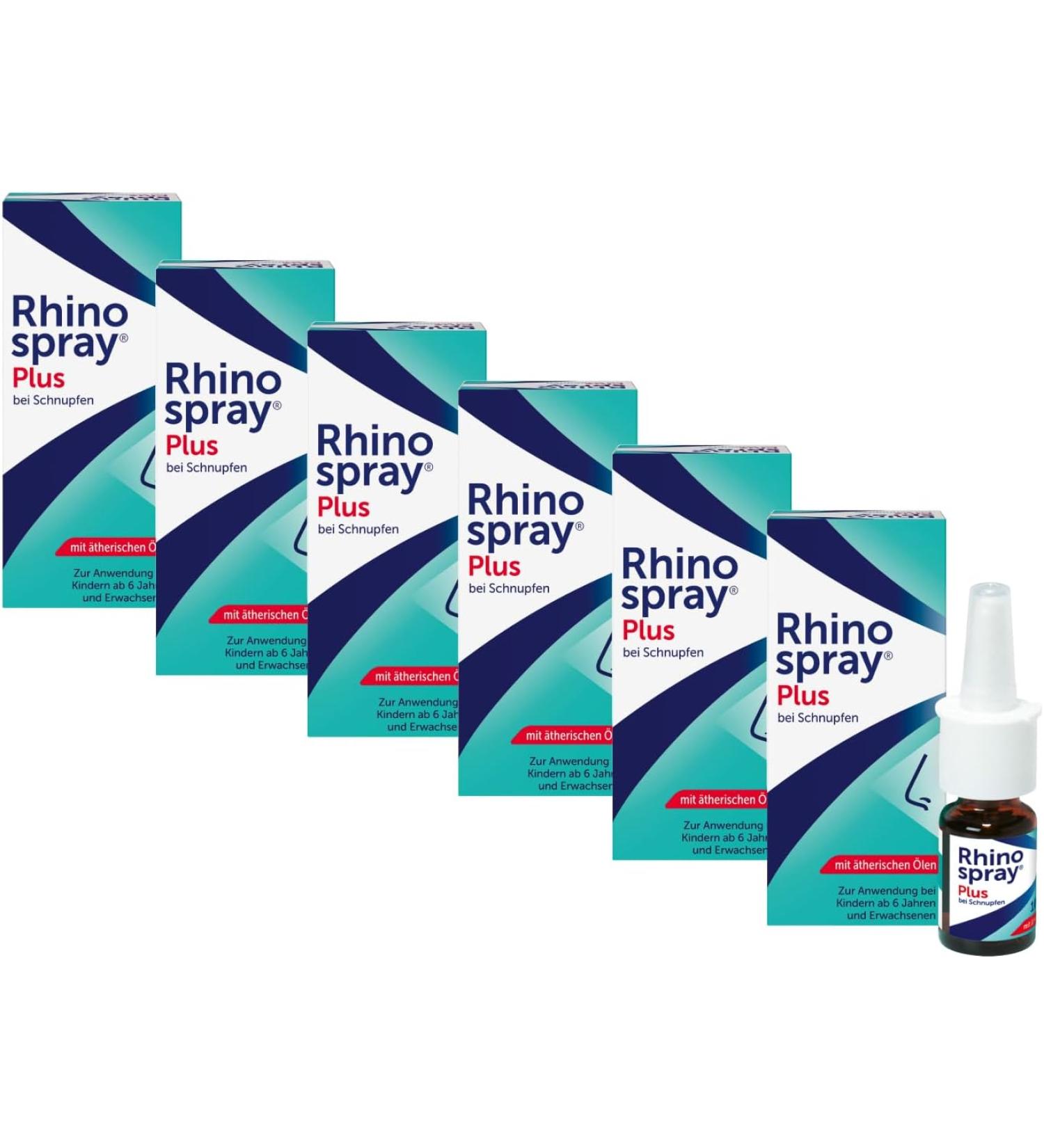 Rhinospray Plus - Effective Nasal Relief for Runny Nose & Sinus Infection - 6 x 10 ml with Tramazoline & Essential Oils - Buy Online on GoSupps.com