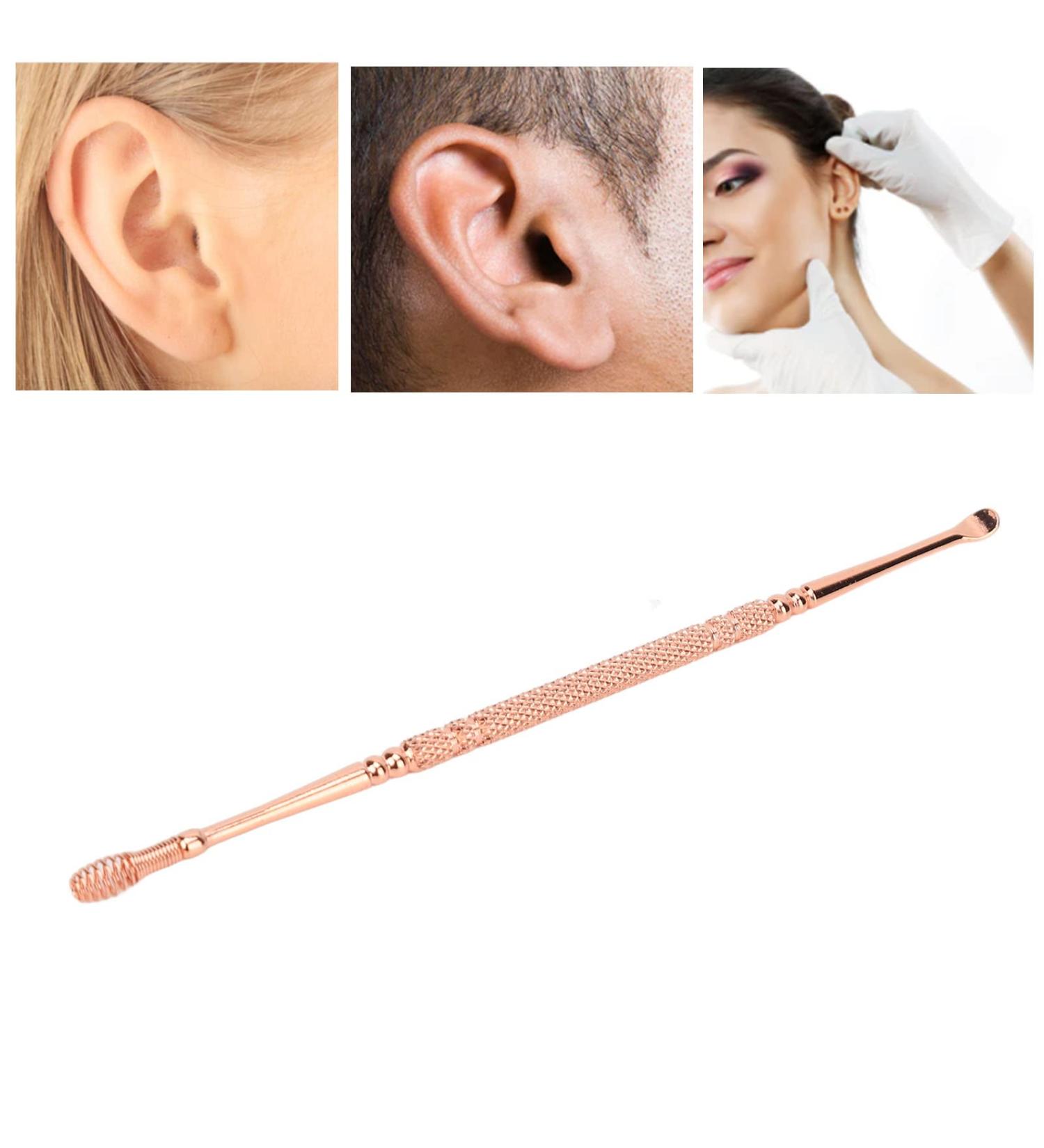 Stainless Steel Ear Wax Removal Tool | Double Ended Spiral Ear Cleaner with Brush & Storage Box - Rose Gold - Buy Online on GoSupps.com