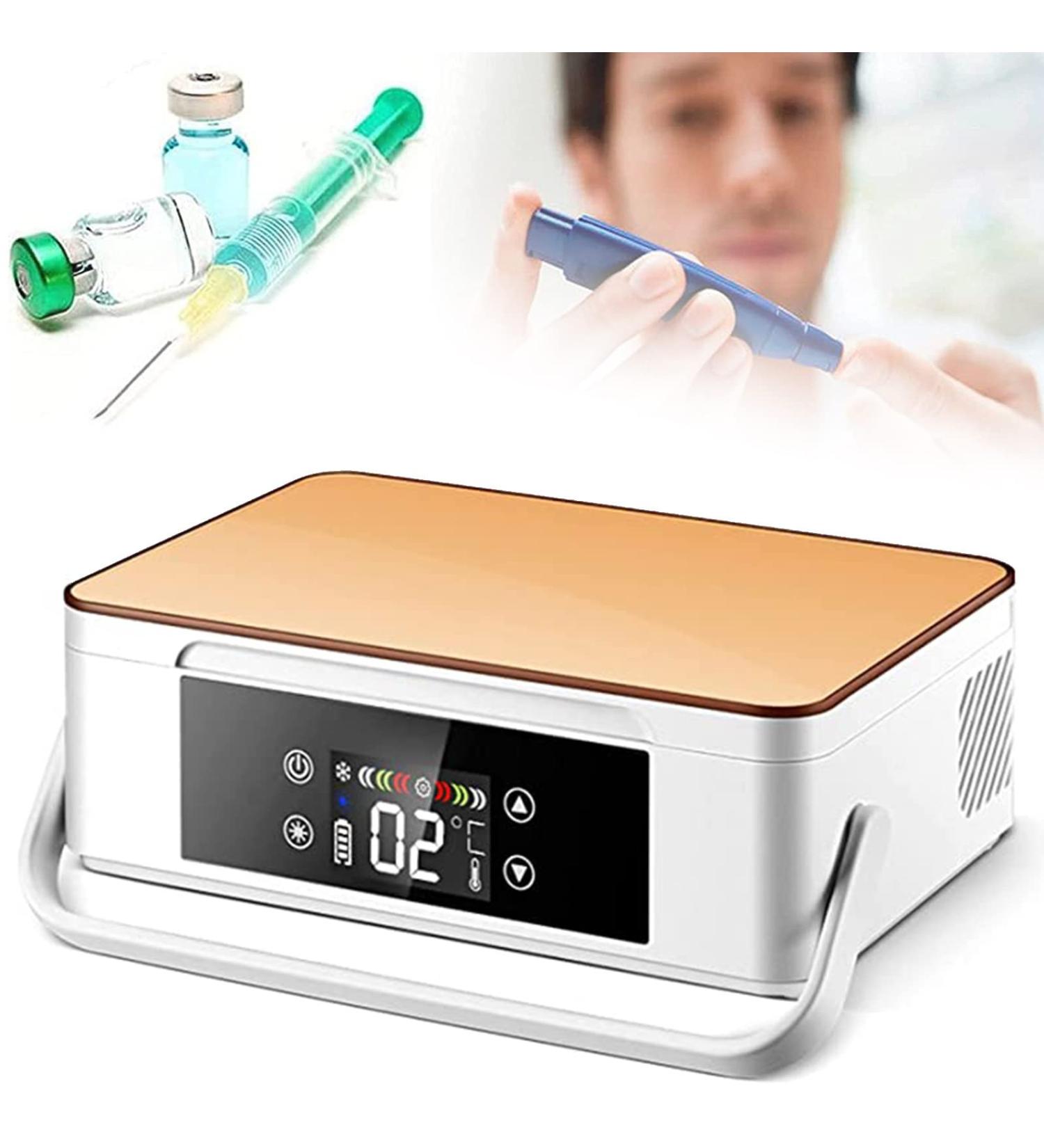 Insulin Cooler Refrigerated Box 2-8 Drug Reefer Cooler Travel Case Rechargeable Battery Mini Medicine Refrigerator for Diabetic Medication Organizer Champagnegold-220V-Battery*1 - Buy Online on GoSupps.com