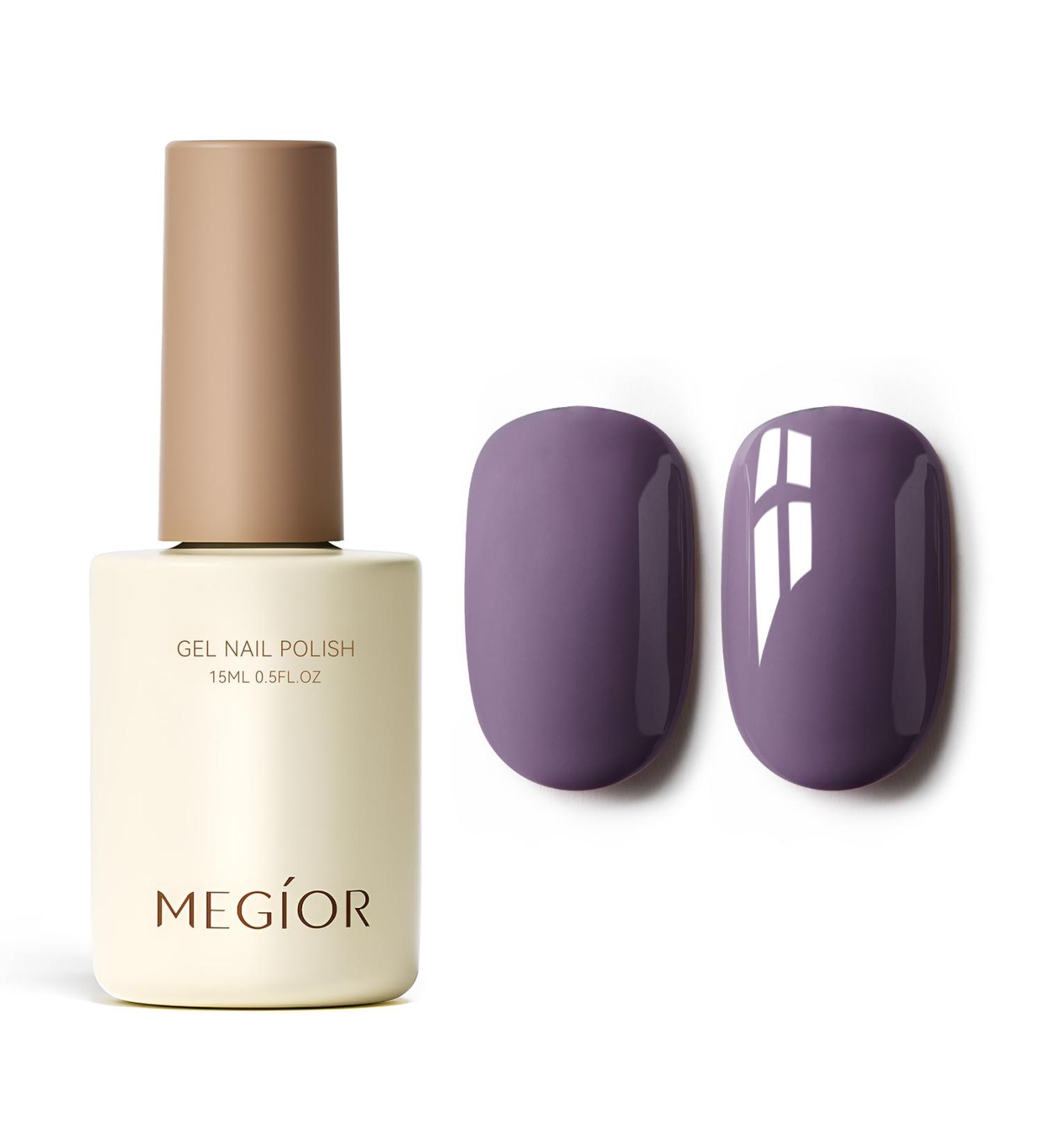 MEGIOR Purple Gel Nail Polish 15ml Gray Purple Gel Polish High Gloss Soak Off UV LED Nail Gel Polish for Nail Art Manicure Salon DIY Home Gift for Girls Grape Purple - Buy Online on GoSupps.com