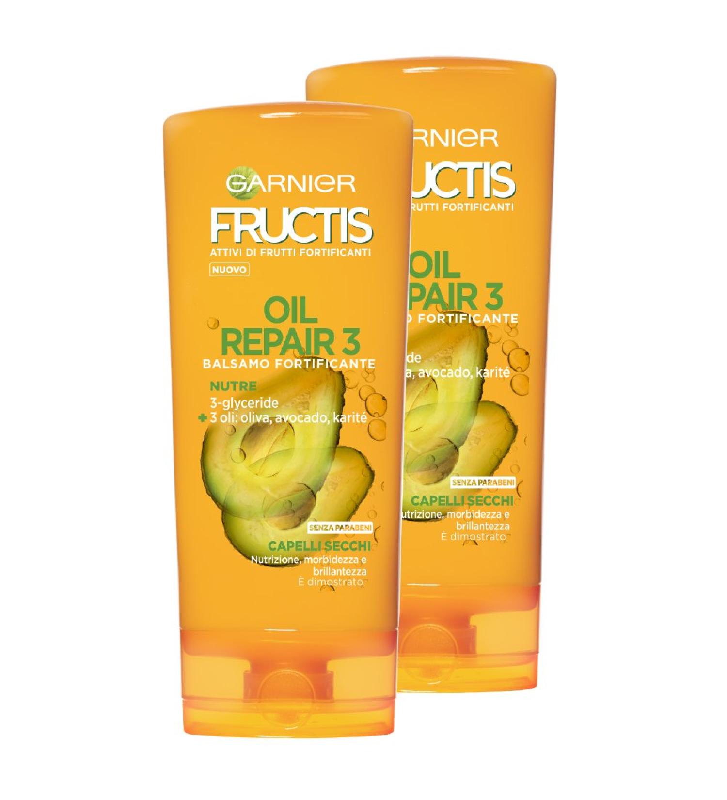 Garnier fructis rinsing Oil Repair 3 for dry hair loaded and switched off - based on 3 nutritious oils: olive avocado and shea butter - 200 ml - 3 packs of 2 units shea butter 200 ml (3 Pack)