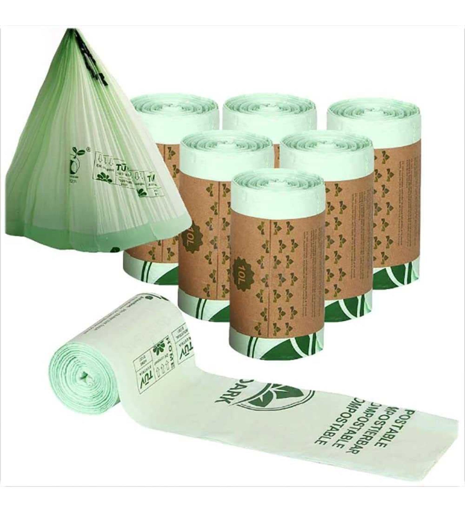 Garbage Bag Biodegradable PLA Corn Starch Bags Waste Food Eco-Friendly Plant-Based Recycled Trash Bags for Kitchen Bathroom Office Bins 10l (14 Silk*43*46cm) - Buy Online on GoSupps.com