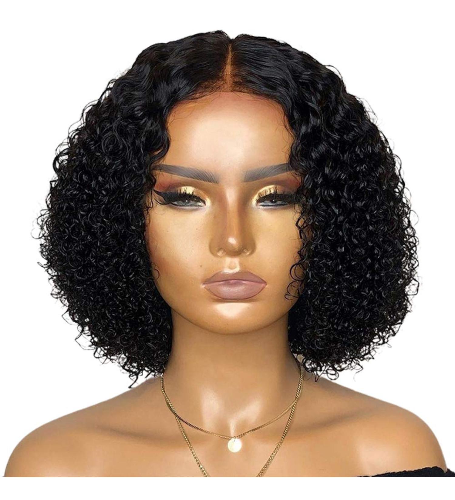 Shop Lace Front Human Hair Wig - Curly Middle Part Short Lace Closure Wigs for International Shipping - Buy Online on GoSupps.com