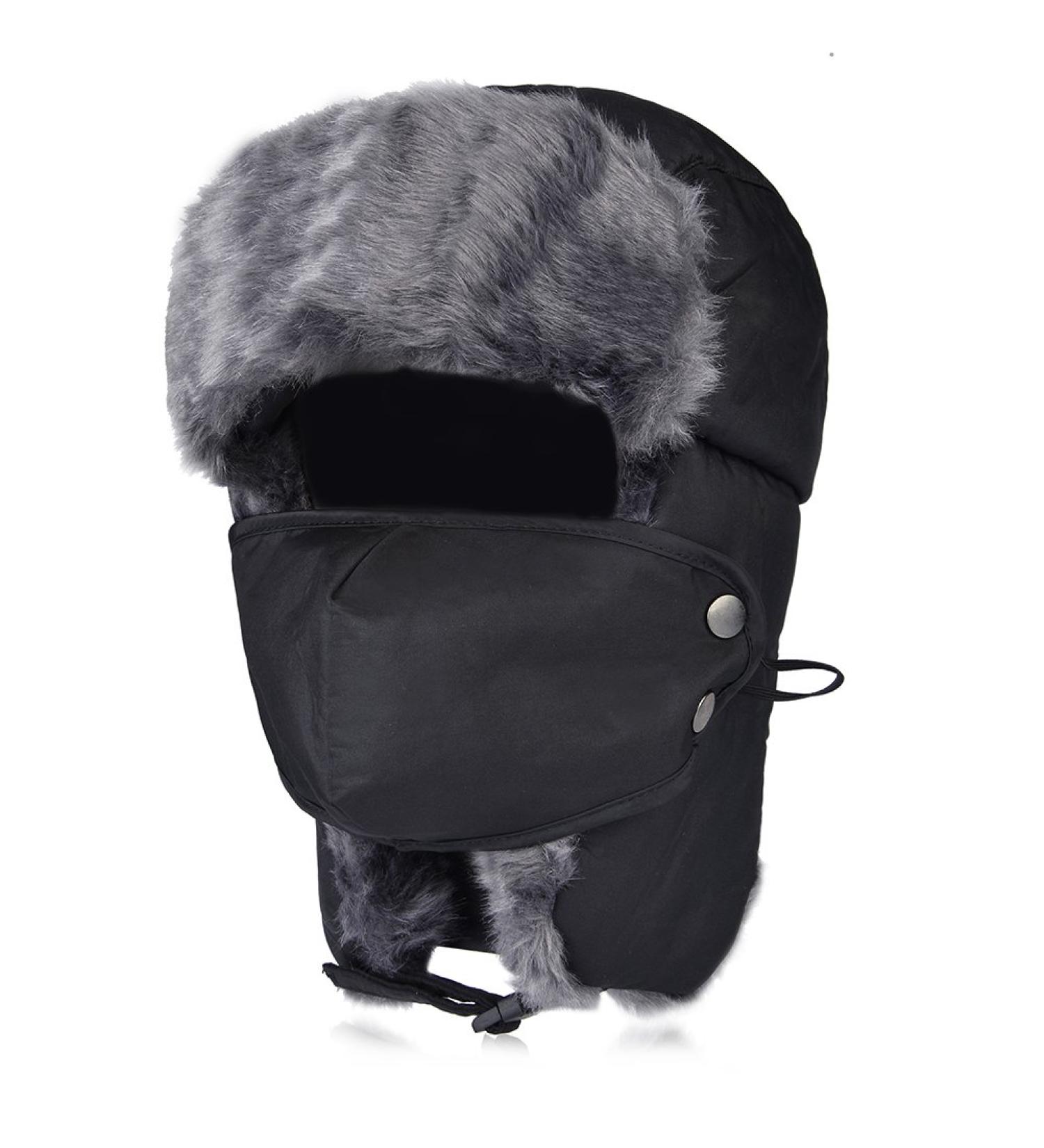 Warm Winter Trooper Trapper Hat - Thermal Fur Fleece Russian Ushanka with Ear Flap for Snow Ski and Hunting - Black Unisex One Size - Buy Online on GoSupps.com