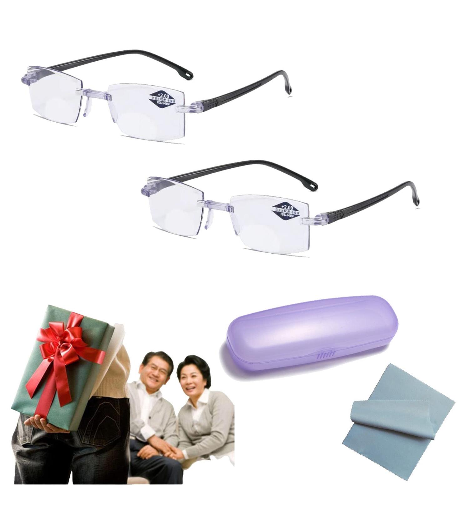 Twaynorb Sapphire High Hardness Anti Blue Light Reading Glasses - Dual Focus Style 5.4.00 for Ages 70-75 | International Shipping - Buy Online on GoSupps.com