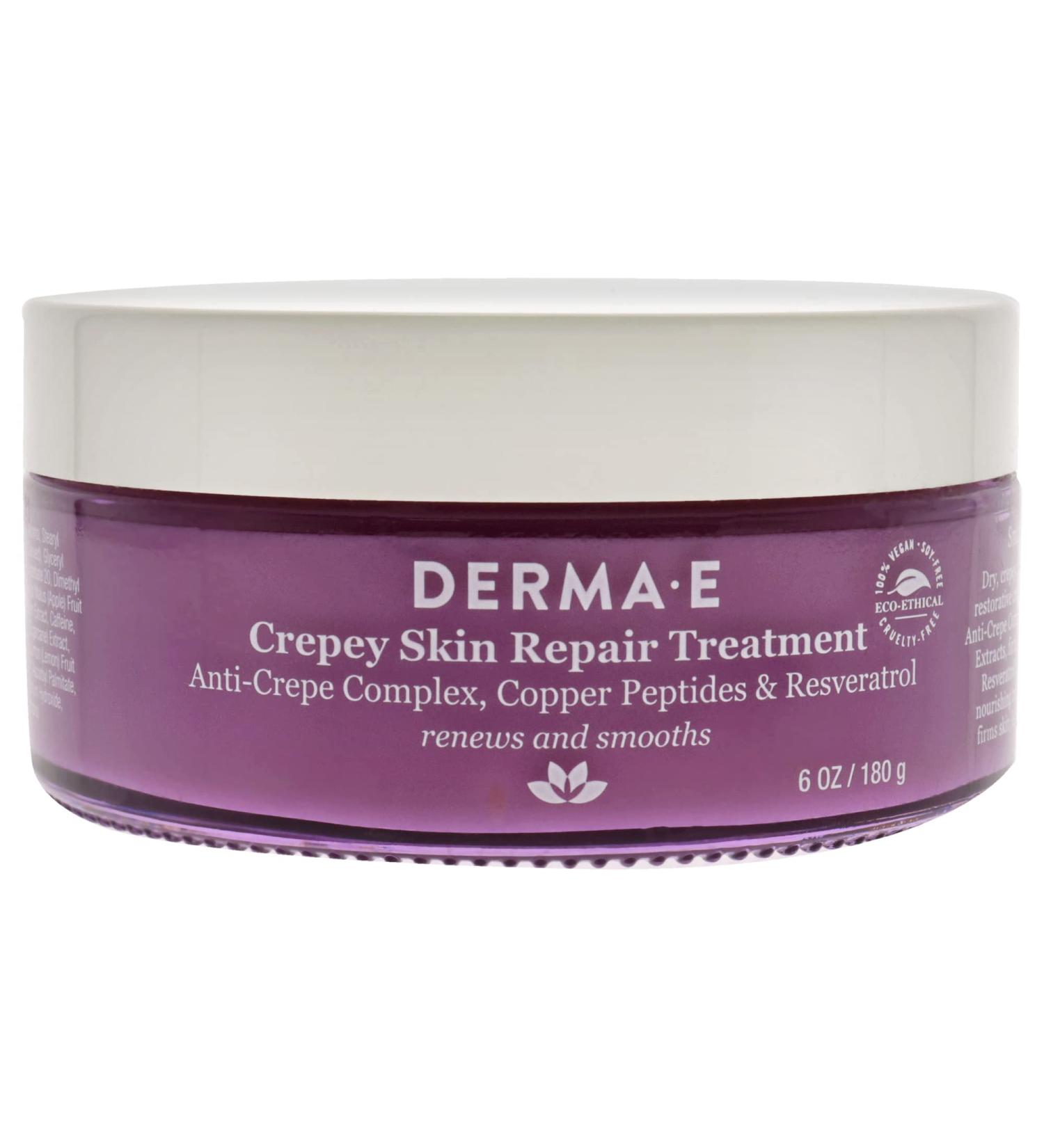DERMA-E Crepey Skin Repair Treatment   Restorative Moisturizer Lotion   Body Cream for Dry Crepey Skin   Skin Firming Cream Improves Skin Elasticity and Thickness  6 Oz