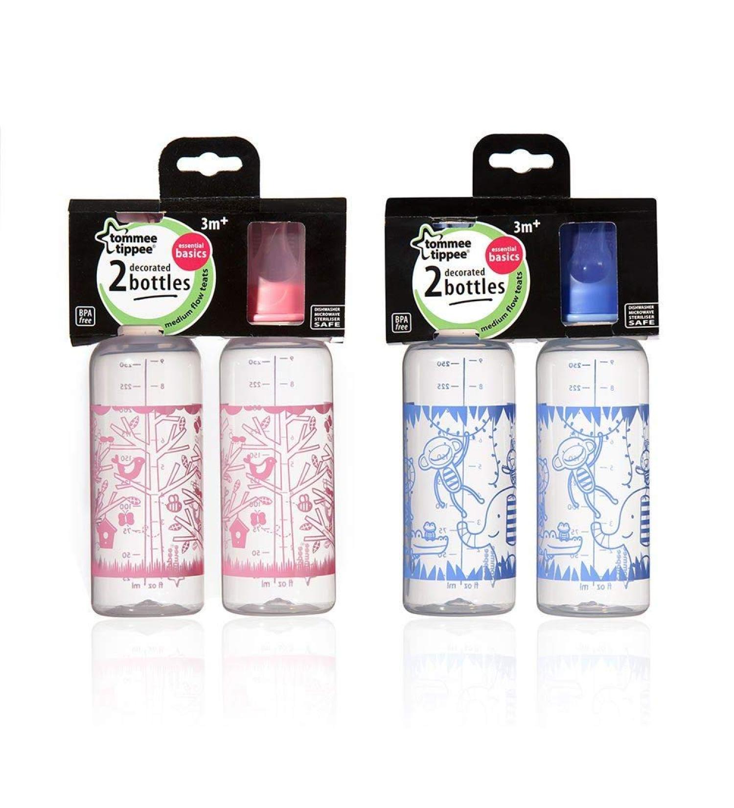 Tommee Tippee Explora Standard Neck Decorated Bottles 2-Pack, 250ml - 3 Months+ Random Color - Buy Online on GoSupps.com