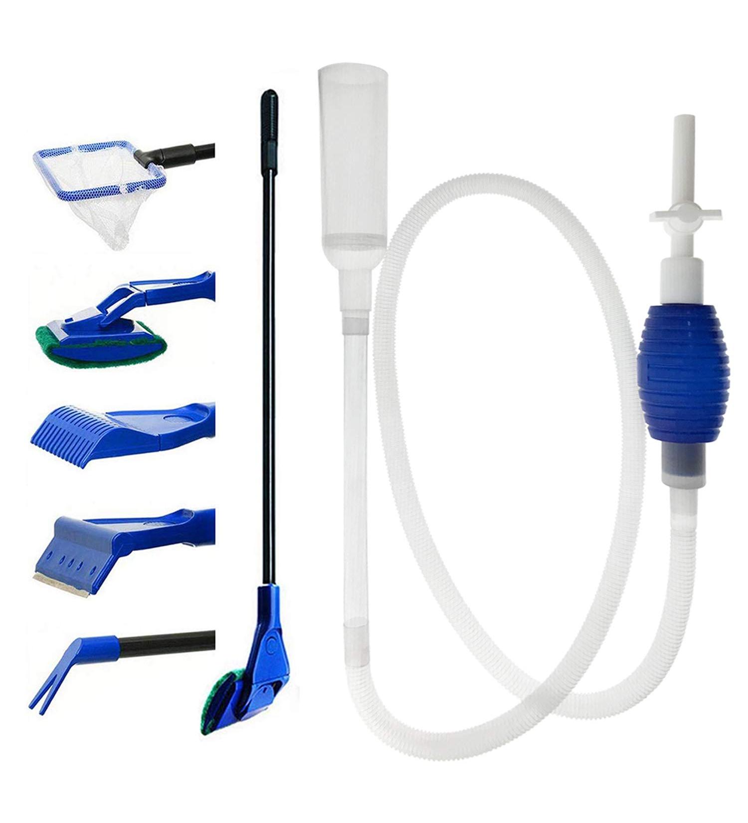 GreenJoy 5-in-1 Aquarium Cleaning Kit - Algae Scrapers & Gravel Vacuum for Fish Tanks - Buy Online on GoSupps.com