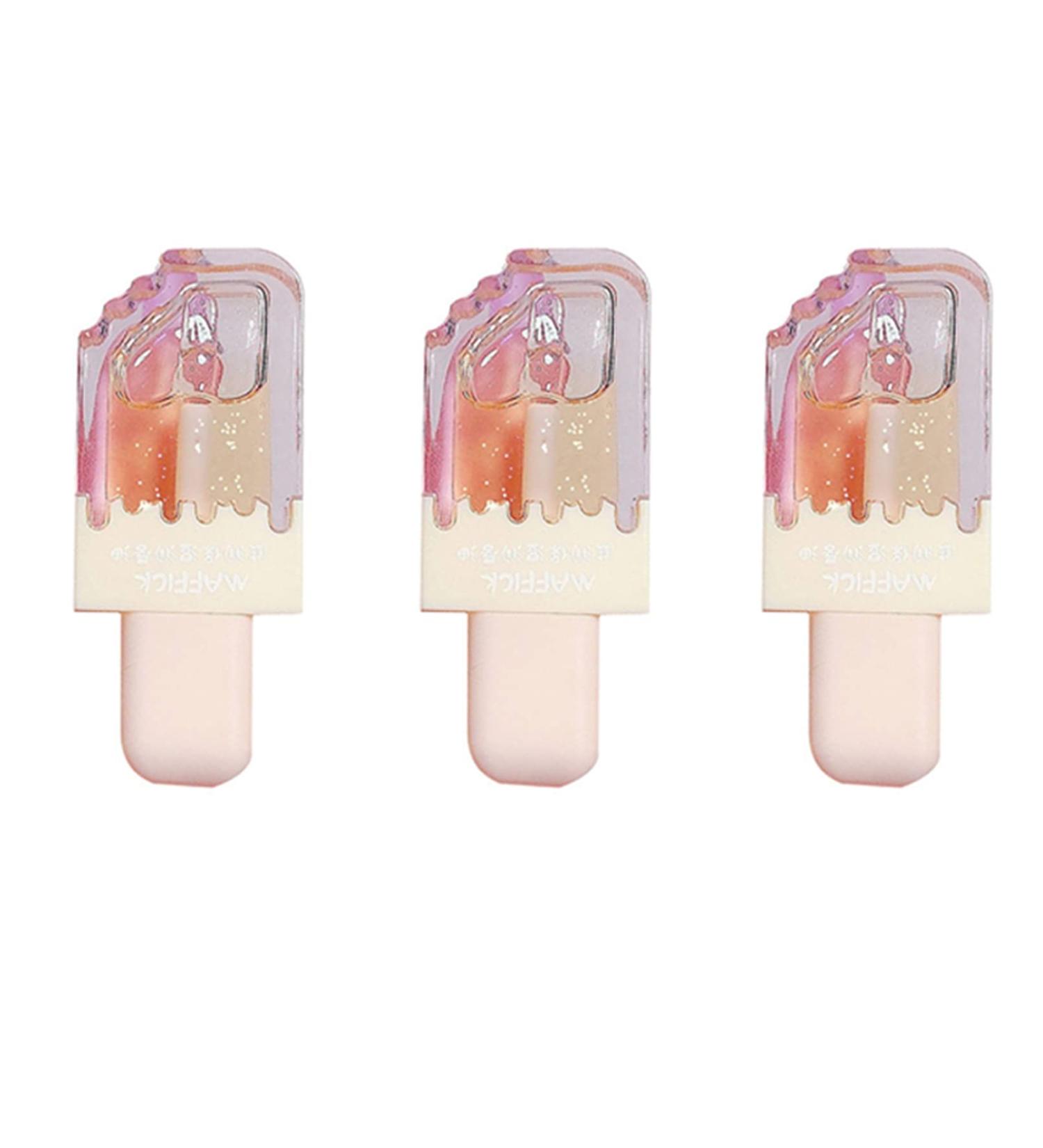 AZLESLOG 3Pcs Ice Cream Lip Gloss Set - Fruit Pearlescent Plumping Lip Tint, Transparent Toot Lip Balm, Crystal Jelly Long Lasting Moisturizing Lip Oil - Hydrating Lip Gloss Trio - Buy Online on GoSupps.com