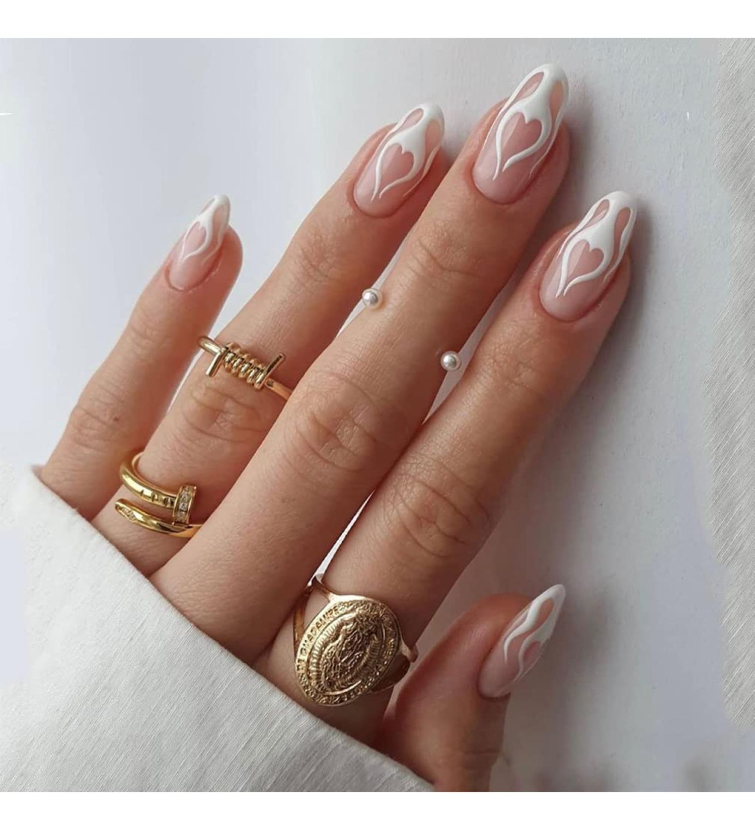 Sethexy Valentine Mandel False Nails - 24Pcs Pink Heart Acrylic Press-On Nails for Women & Girls - Buy Online on GoSupps.com