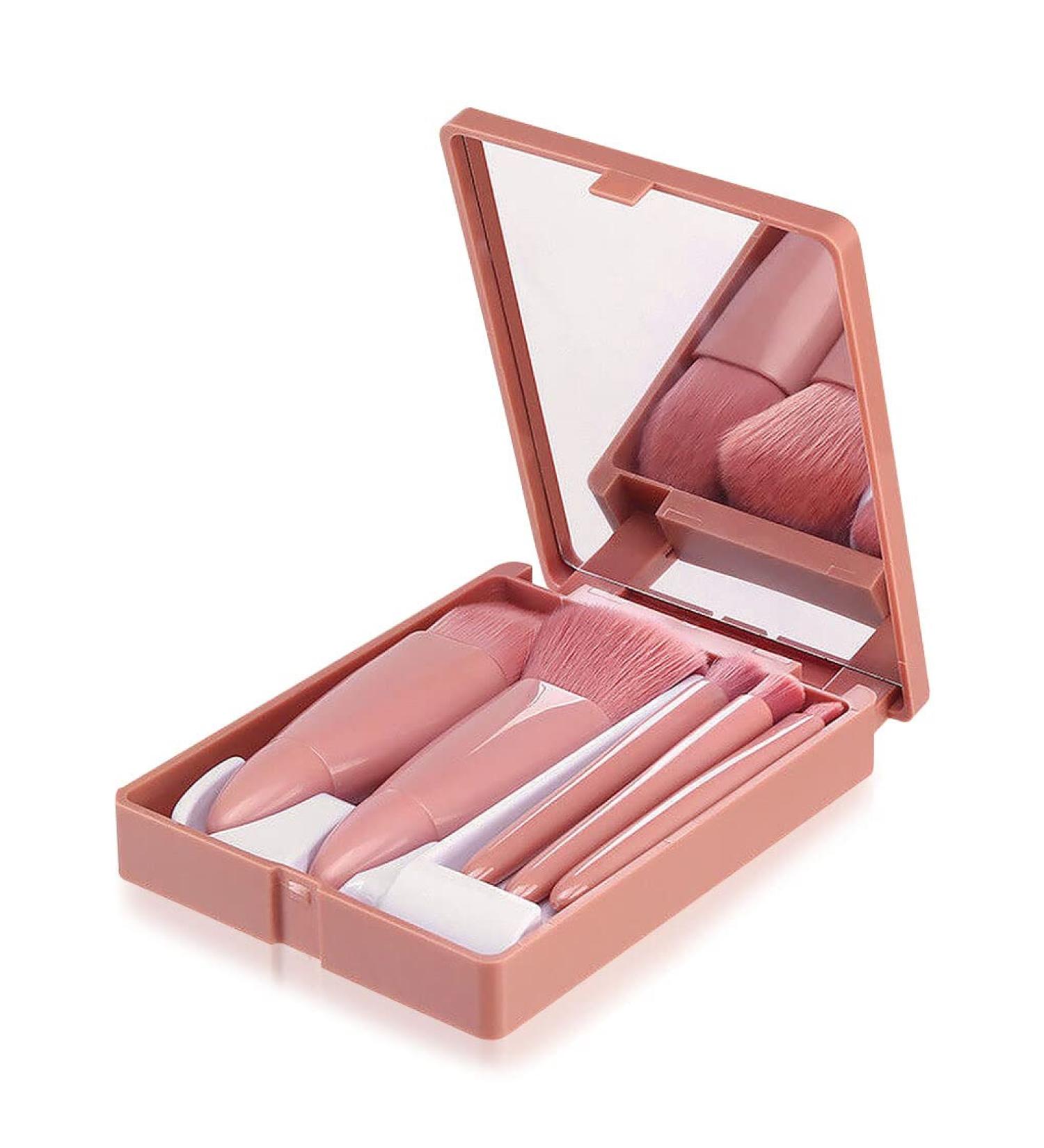 kawehiop 5 Pieces Makeup Brushes Plastic Handle with Mirror Powder Foundation Beauty Make Up Soft Brush Beginner Cosmetics - Buy Online on GoSupps.com