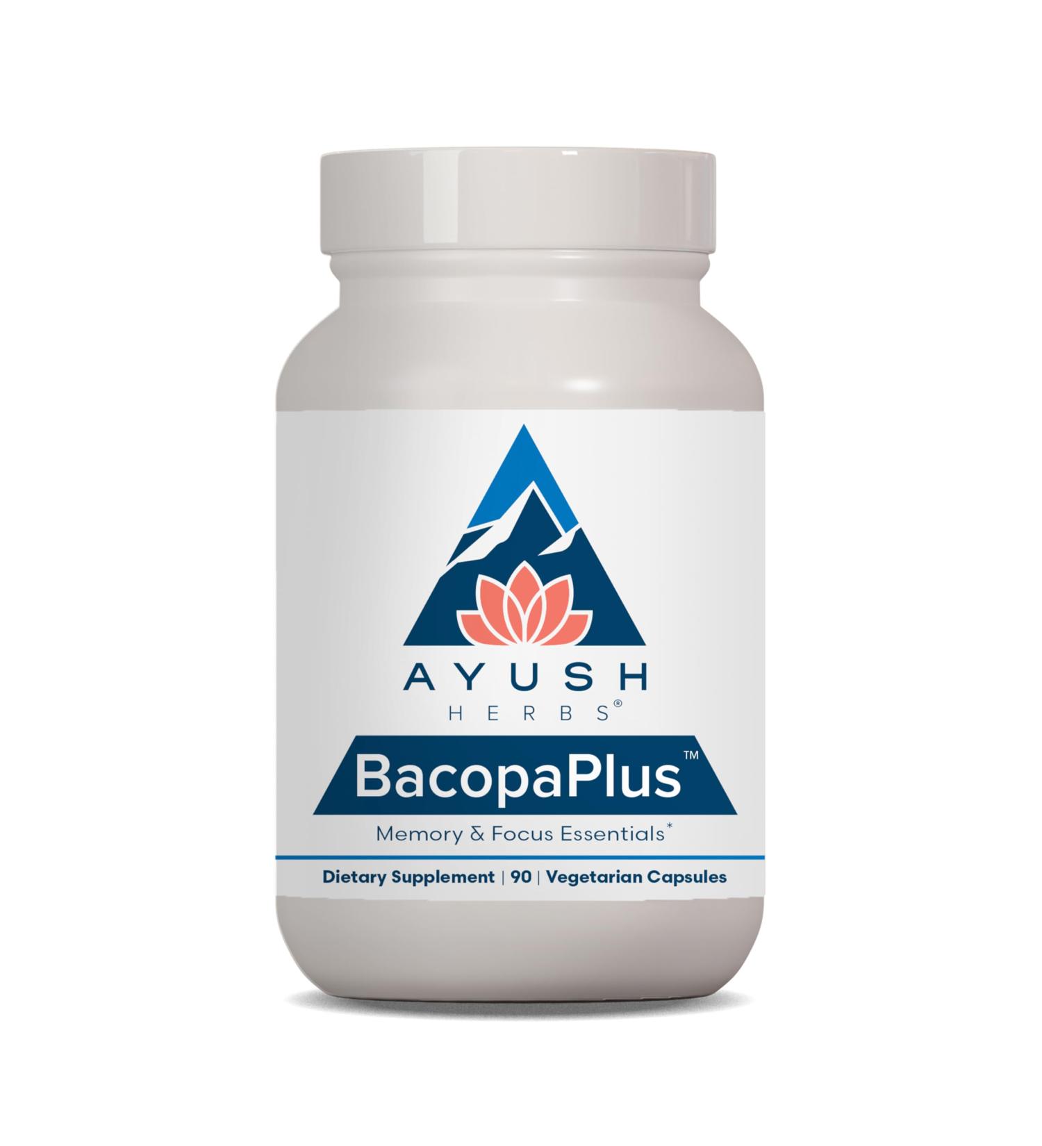Ayush Herbs BacopaPlus - Bacopa Supplements Organic Bacopa for Memory & Focus Cognitive Support Pill for Adults with Ginkgo Gotu Kola Ashwagandha - 90 Vegetarian Capsules (1 Count) - Buy Online on GoSupps.com