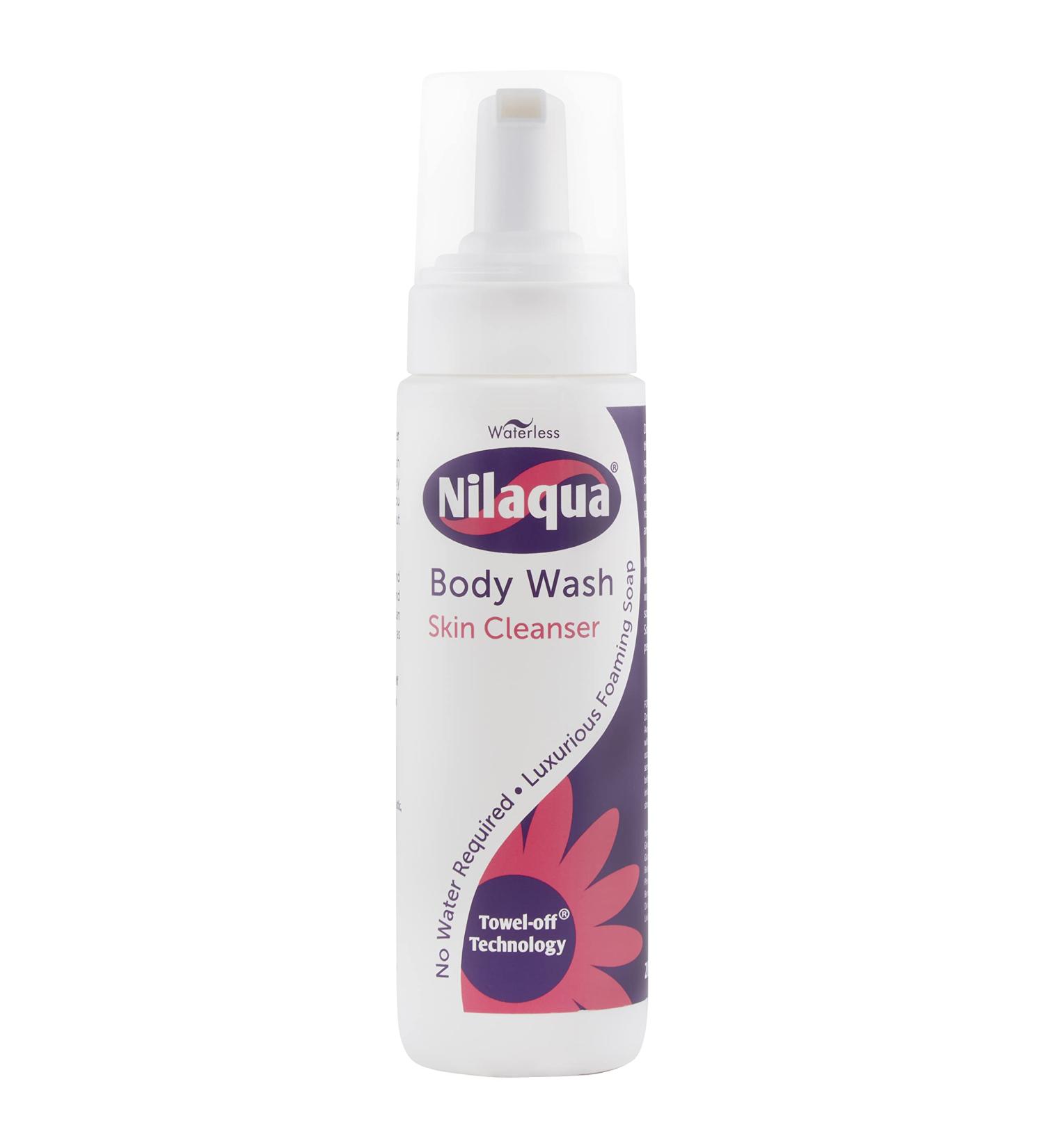 Nilaqua Rinse Free Body Wash Foam | Full Body Cleansing Foam for Elderly and Hospital Care | Wipe Away Cleanser | No Water Required | Aerosol Free 200ml - Buy Online on GoSupps.com