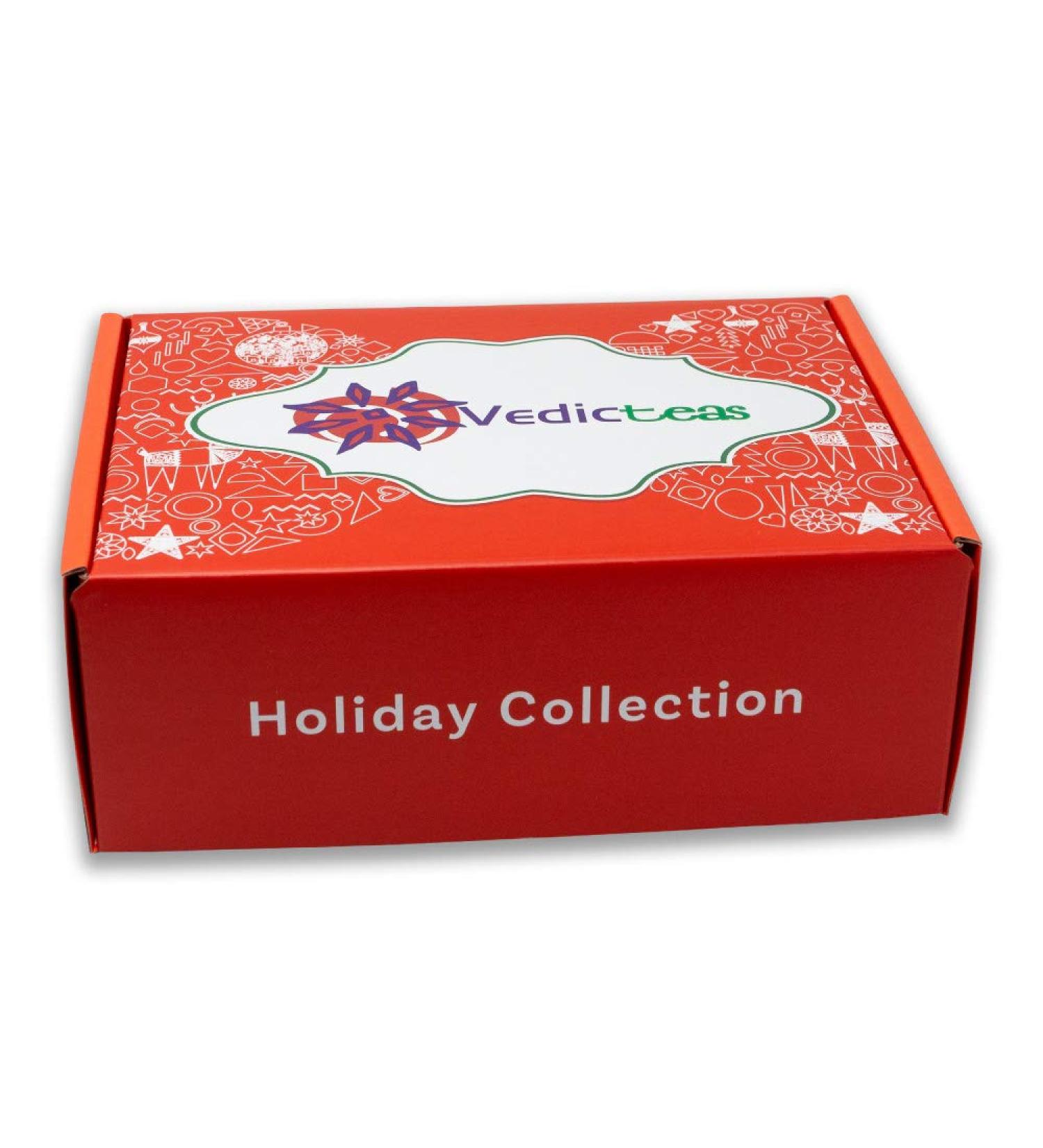 Holiday Tea Collection Tea Gift Box Set for The Holiday & Christmas 5 Teas Loose Leaf 30g Each & Tea Tong by Vedic Teas - Buy Online on GoSupps.com
