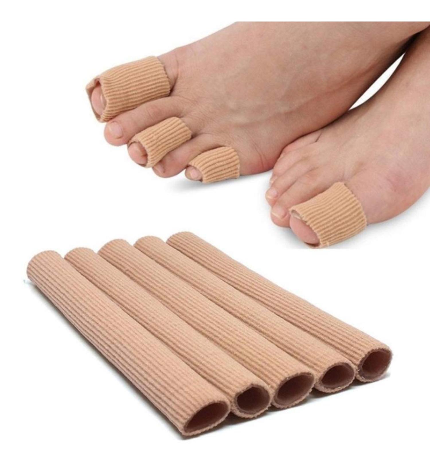 5-Pack Gel Toe Protector Sleeves - Breathable Fabric Cushion Tubes for Pain Relief Corn & Callus Removal - Buy Online on GoSupps.com