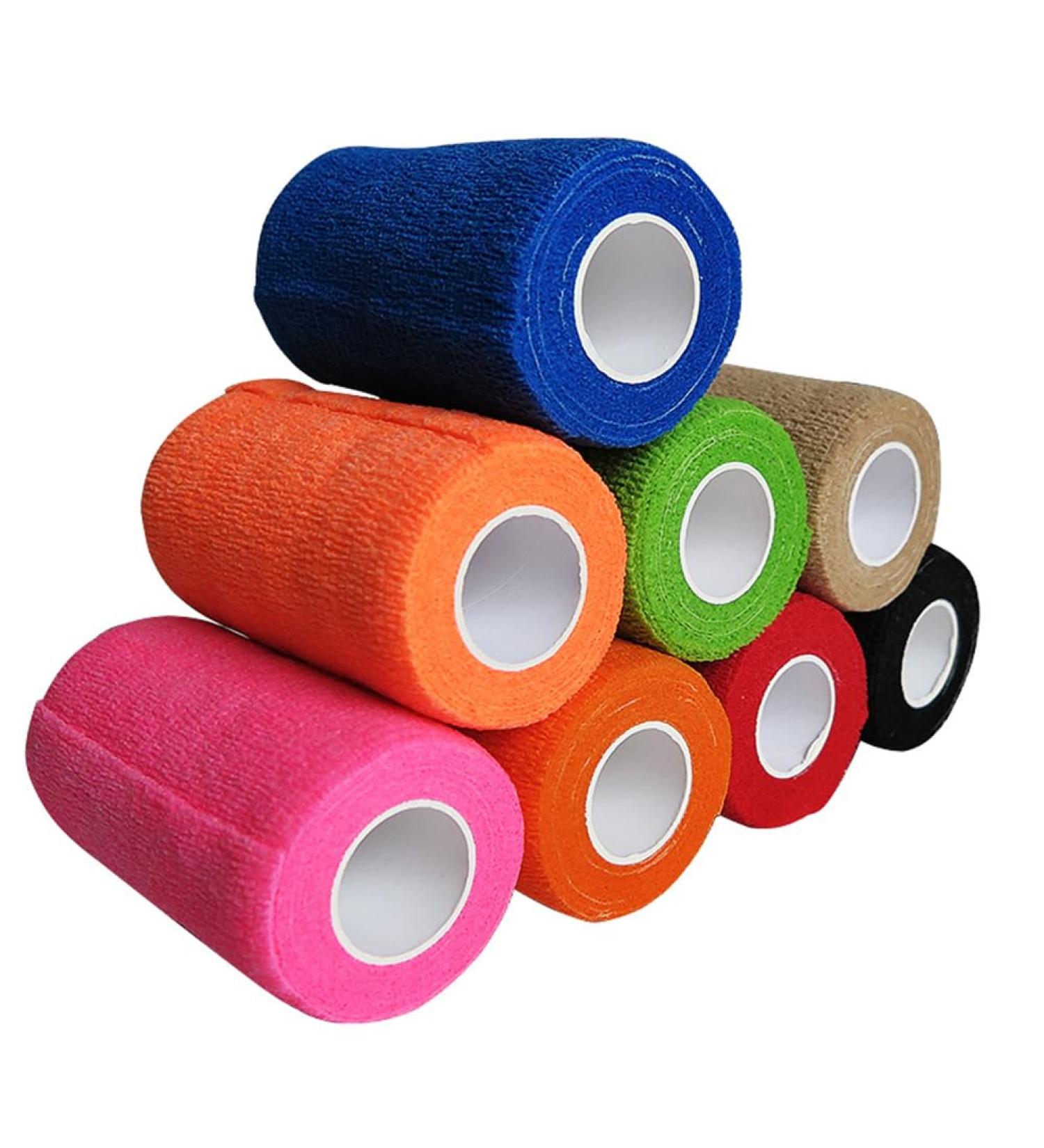 Self Adhesive Bandage Wrap 4 Inches x 5 Yards Vet Breathable Cohesive Bandage Wrap Self Adhesive Bandage for Outdoor Horses Athletic Wrist First Aid Random Color