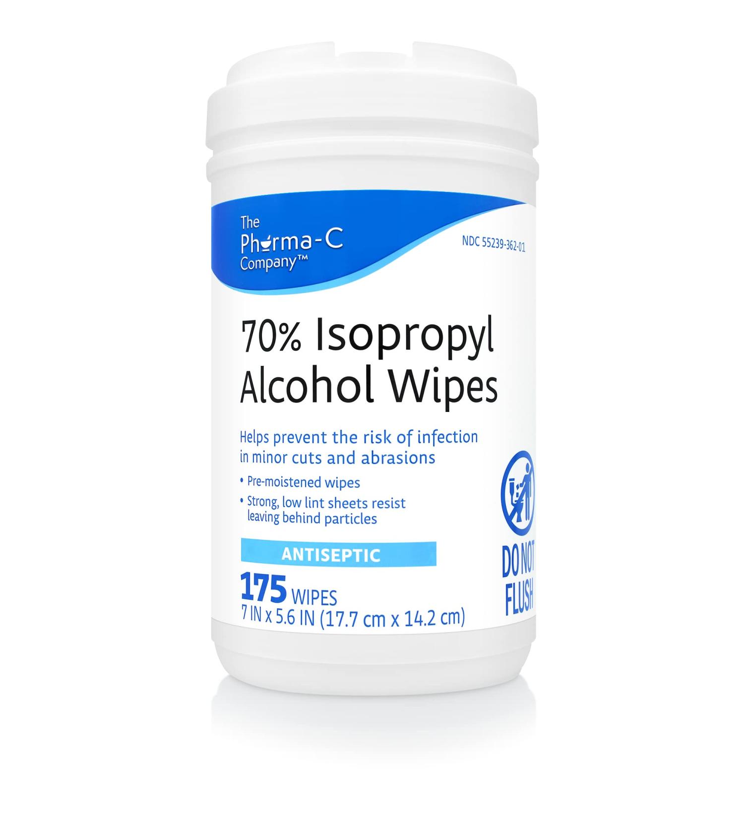 Pharma-C 70% Isopropyl Alcohol Wipes 175ct - Antiseptic Wound Cleaner - MADE IN USA - Buy Online on GoSupps.com