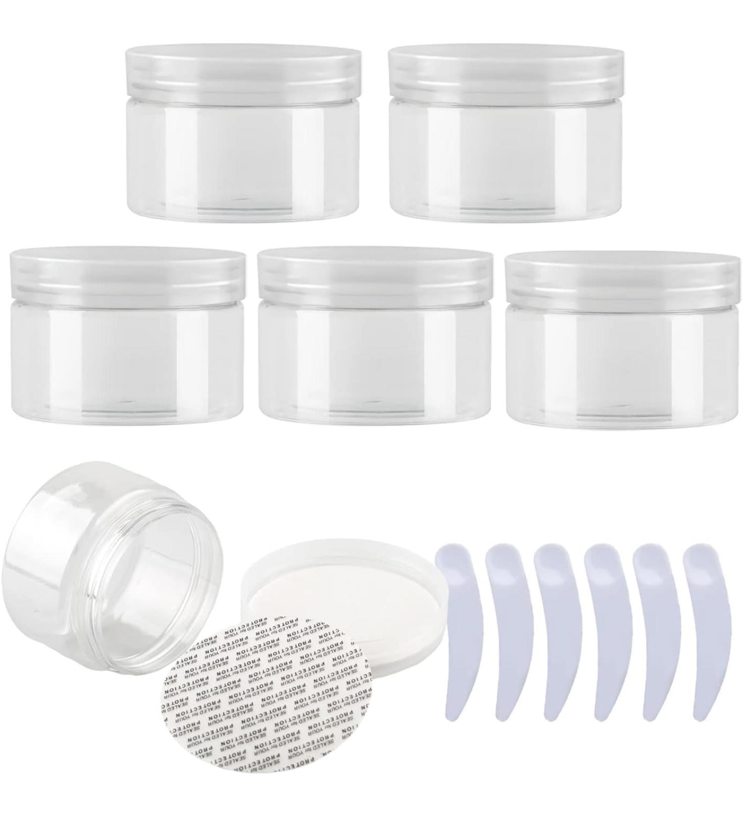 travel pots for cream small pots with lids Pack of 6 Â  100ml Blue Plastic Cream Jars Cosmetic Pots withÂ Clear Lids Containers for Toiletries (Color : Transparent Size : 150ml) 150ml Transparent - Buy Online on GoSupps.com