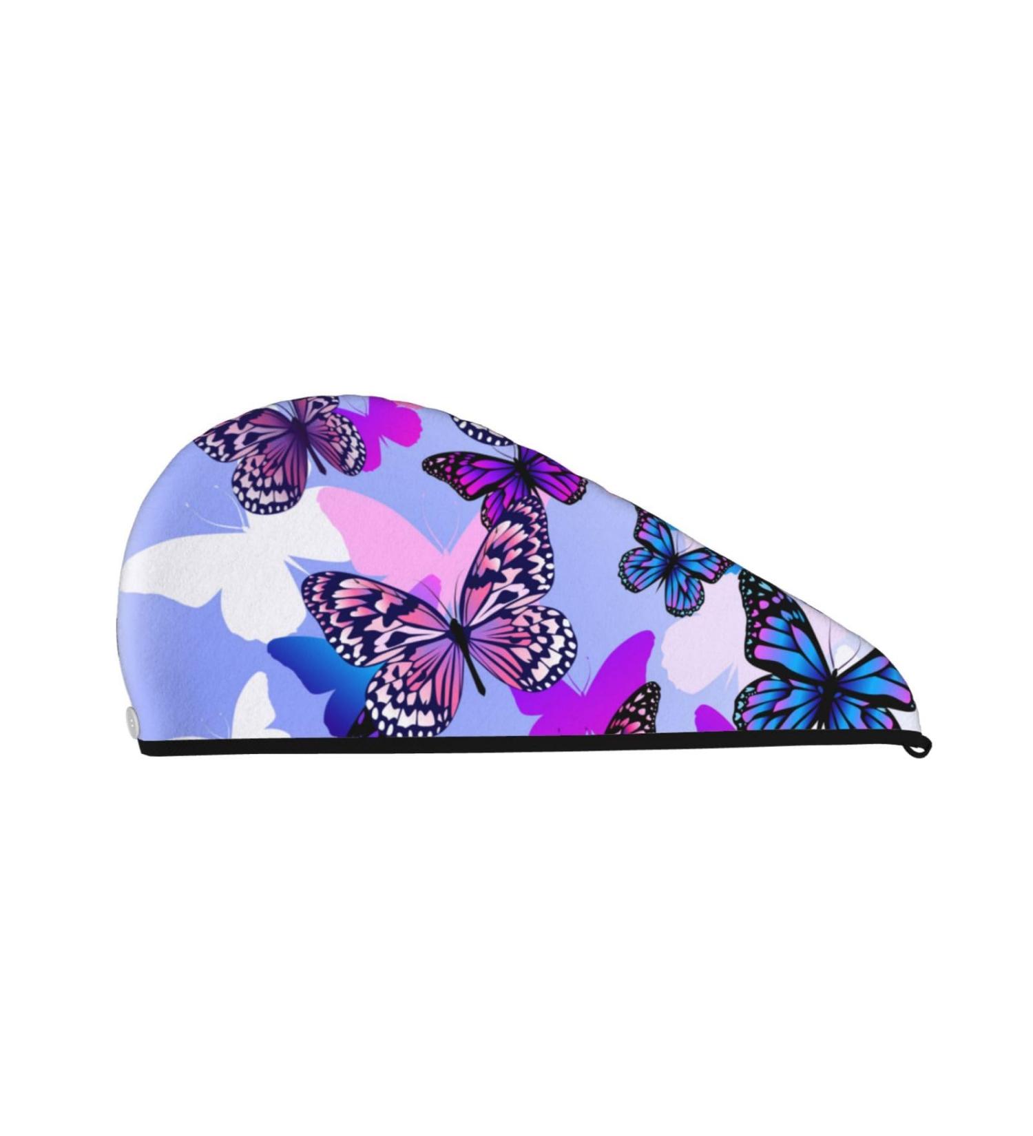 Flying Butterflies Microfiber Hair Towel - Super Absorbent Coral Velvet Wrap for Women - Quick Dry for Long Curly & Thick Hair - Buy Online on GoSupps.com