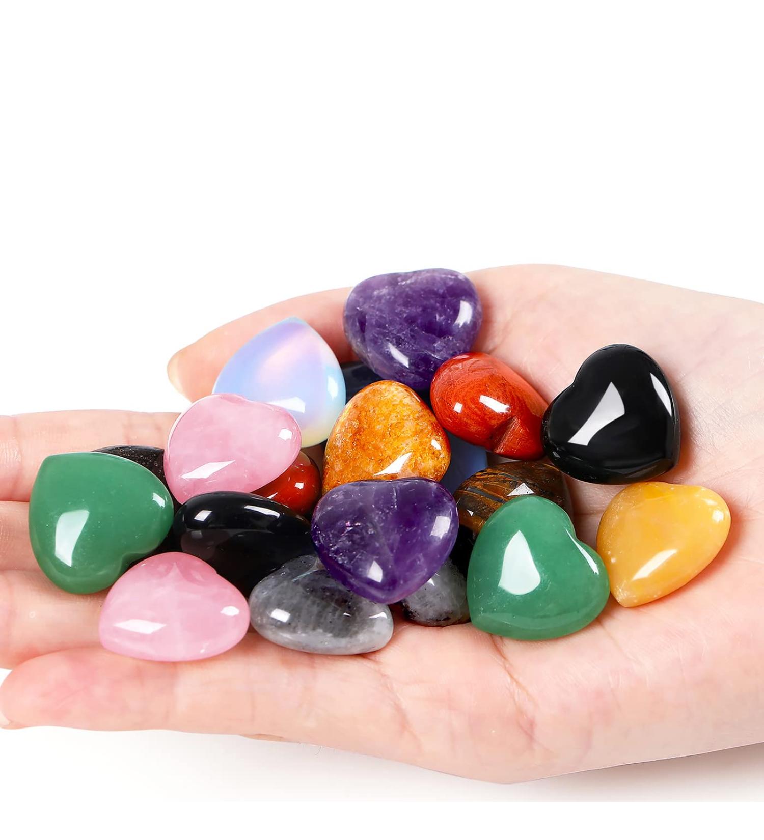 Xiannvxi 10 PC Multicolor Healing Crystals & Heart Stones Set | Natural Polished Gemstones for Happiness | International Shipping Available - Buy Online on GoSupps.com